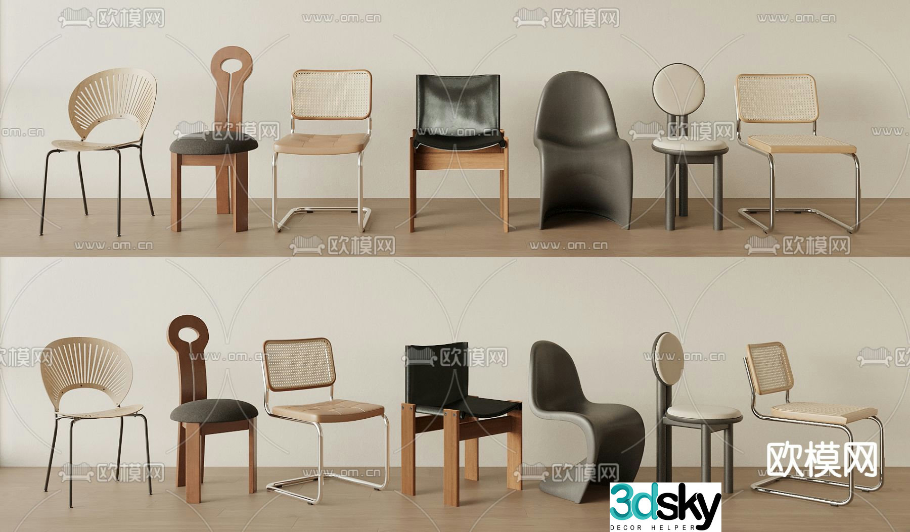 Medieval style chair dining chair 3d model