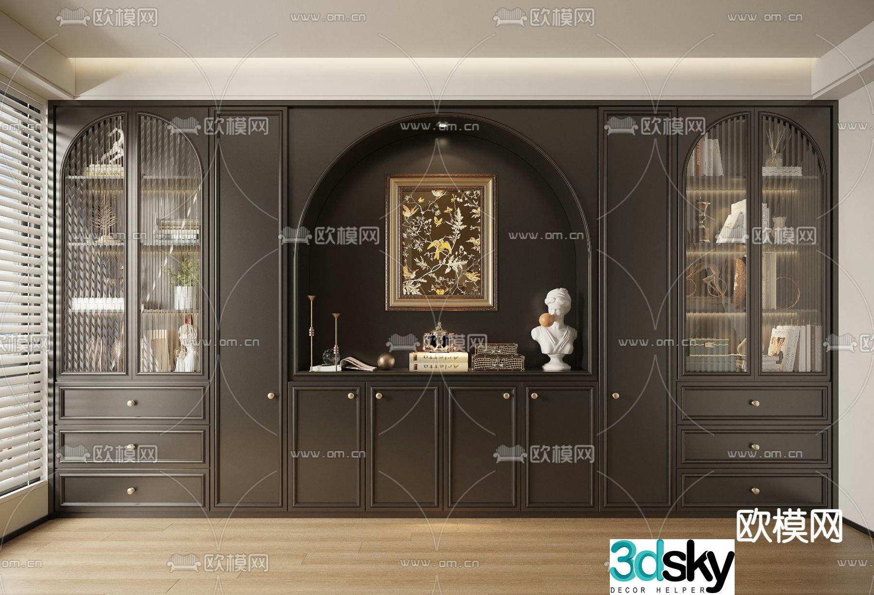 French bookcase decorative cabinet 3d model