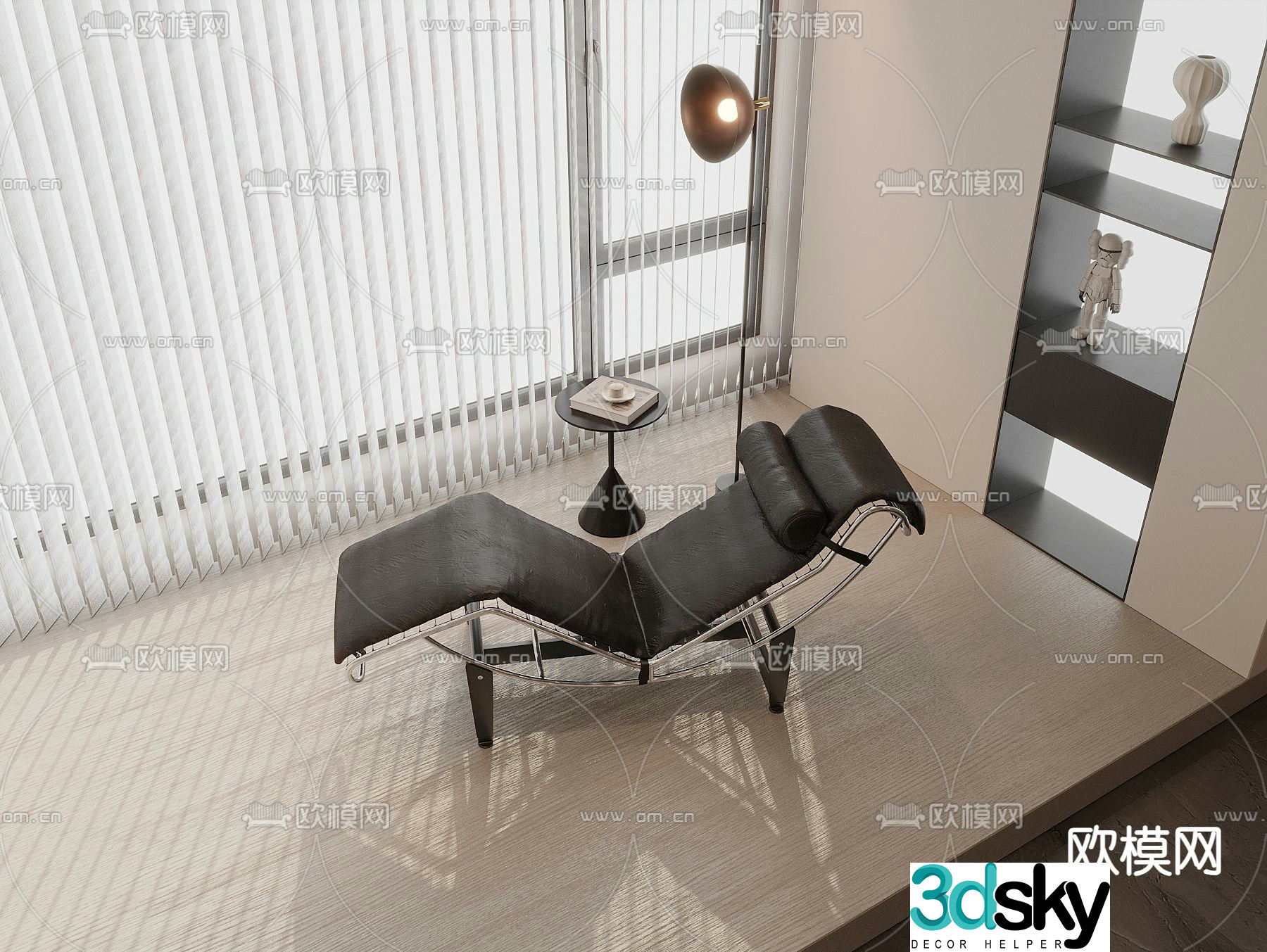 Leather lounge chair balcony chair leisure chair 3d model