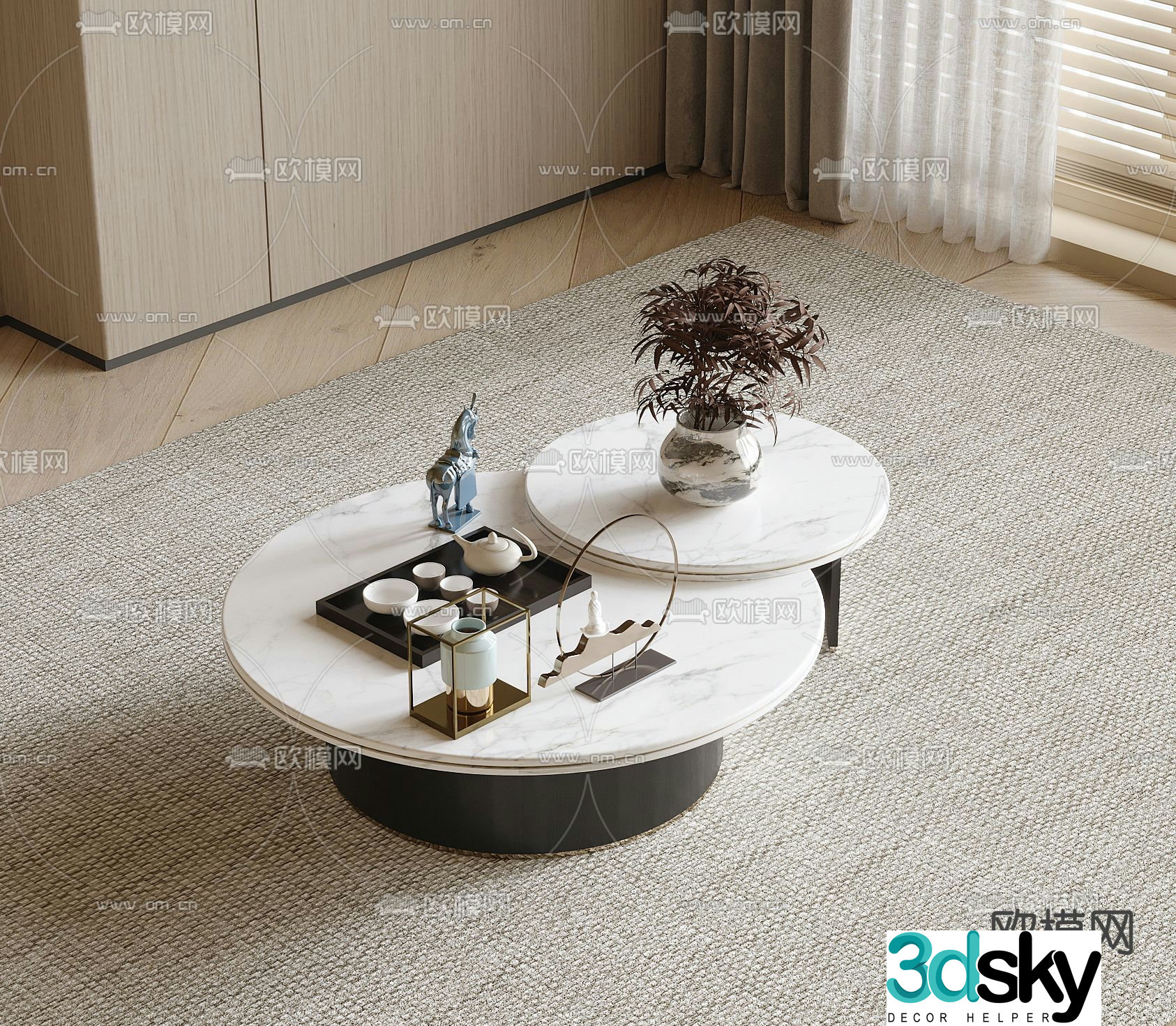 New Chinese style coffee table 3D model of mother-in-law coffee table