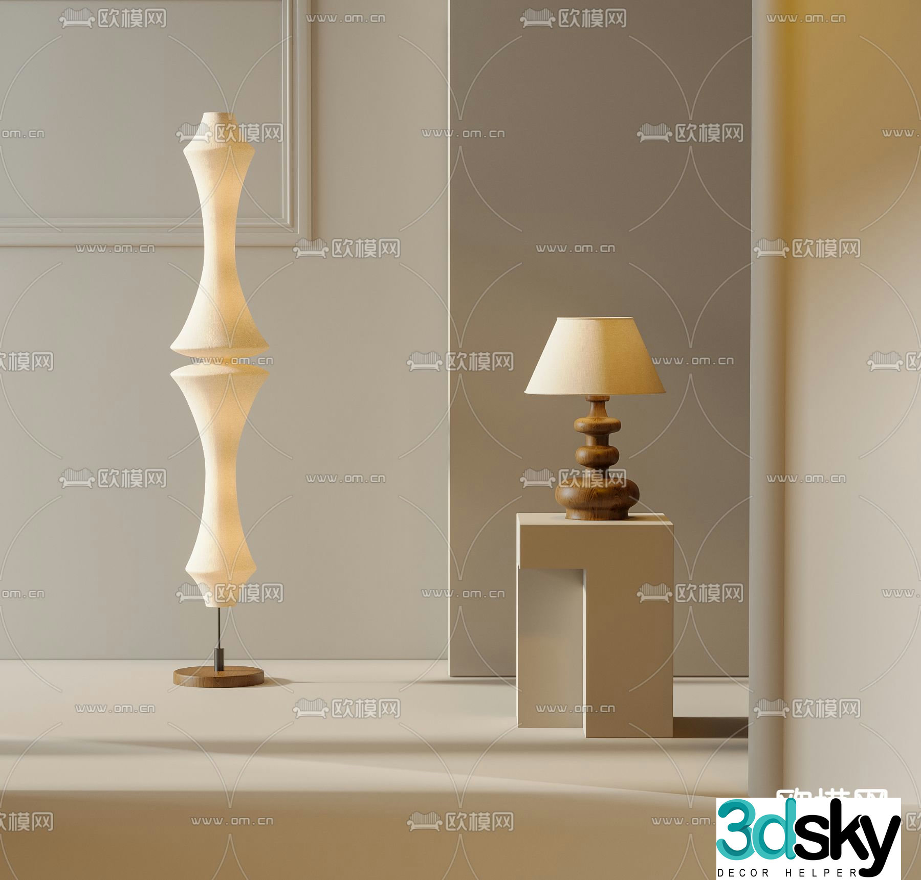 Medieval style floor lamp table lamp 3d model