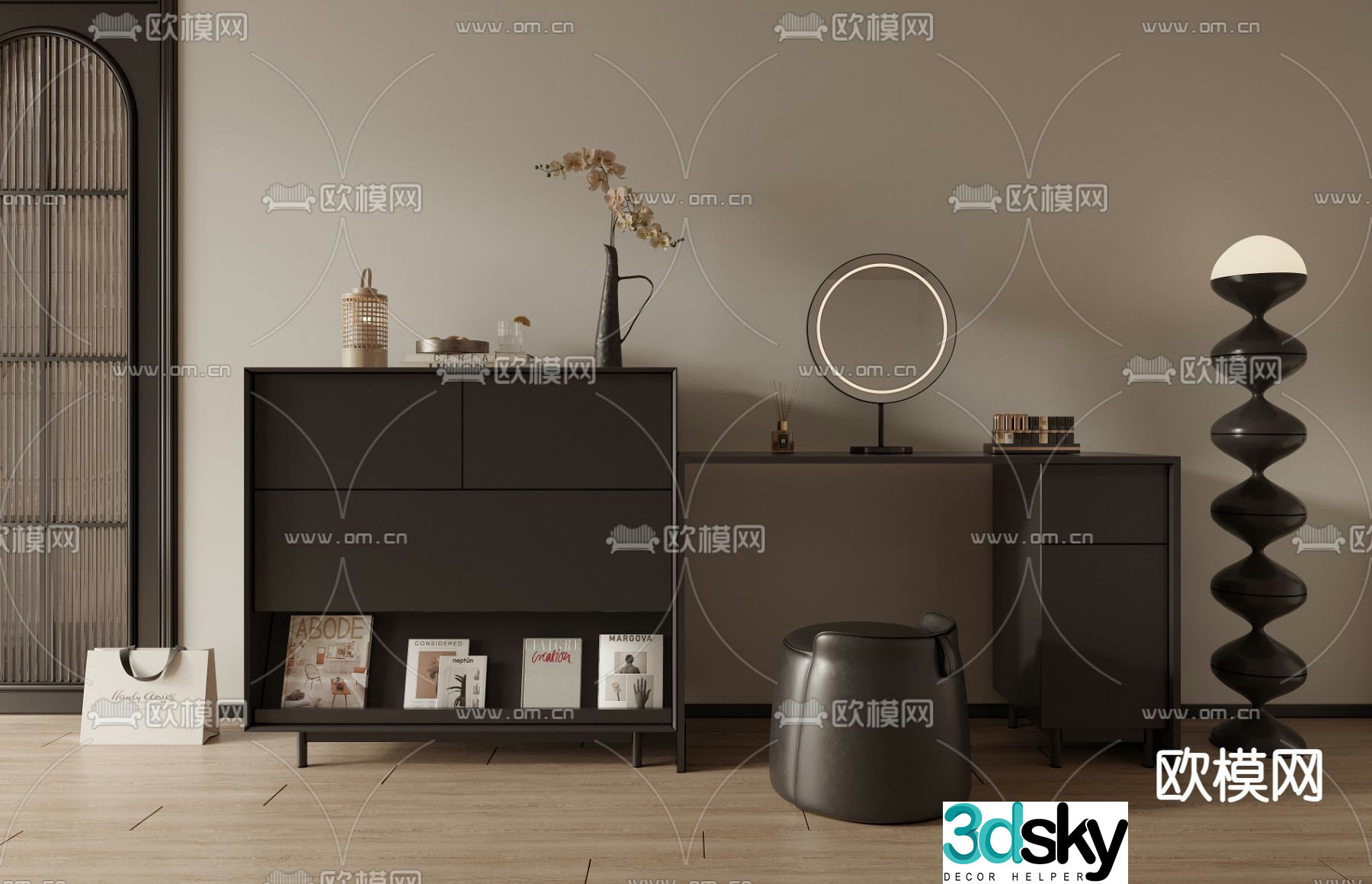 Medieval style dressing table dressing table 3d model