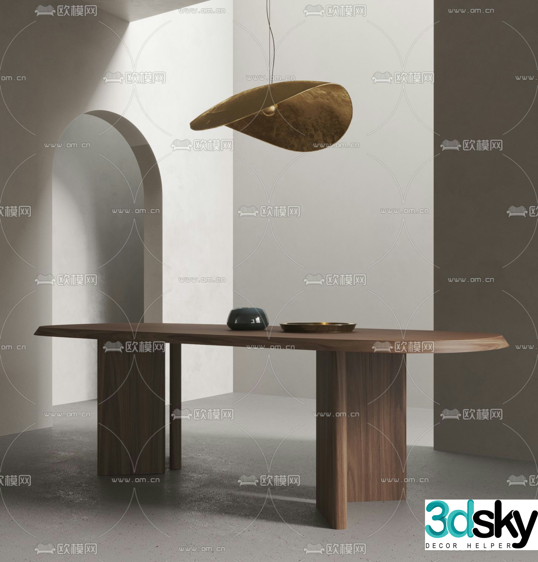 Bar dining table log dining table 3d model