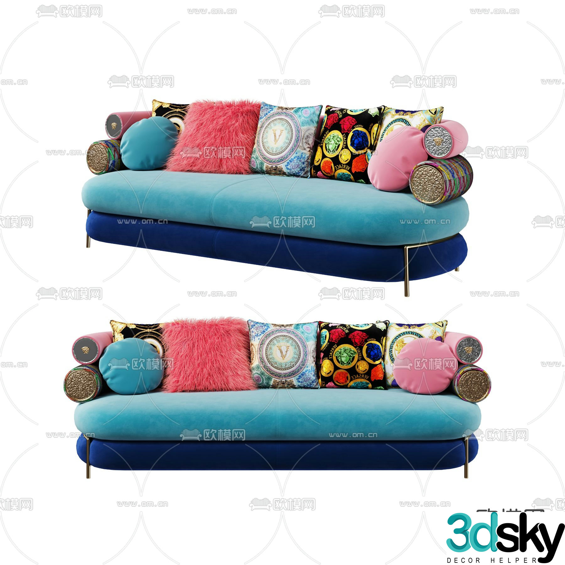 Light luxury sofa double sofa 3d model