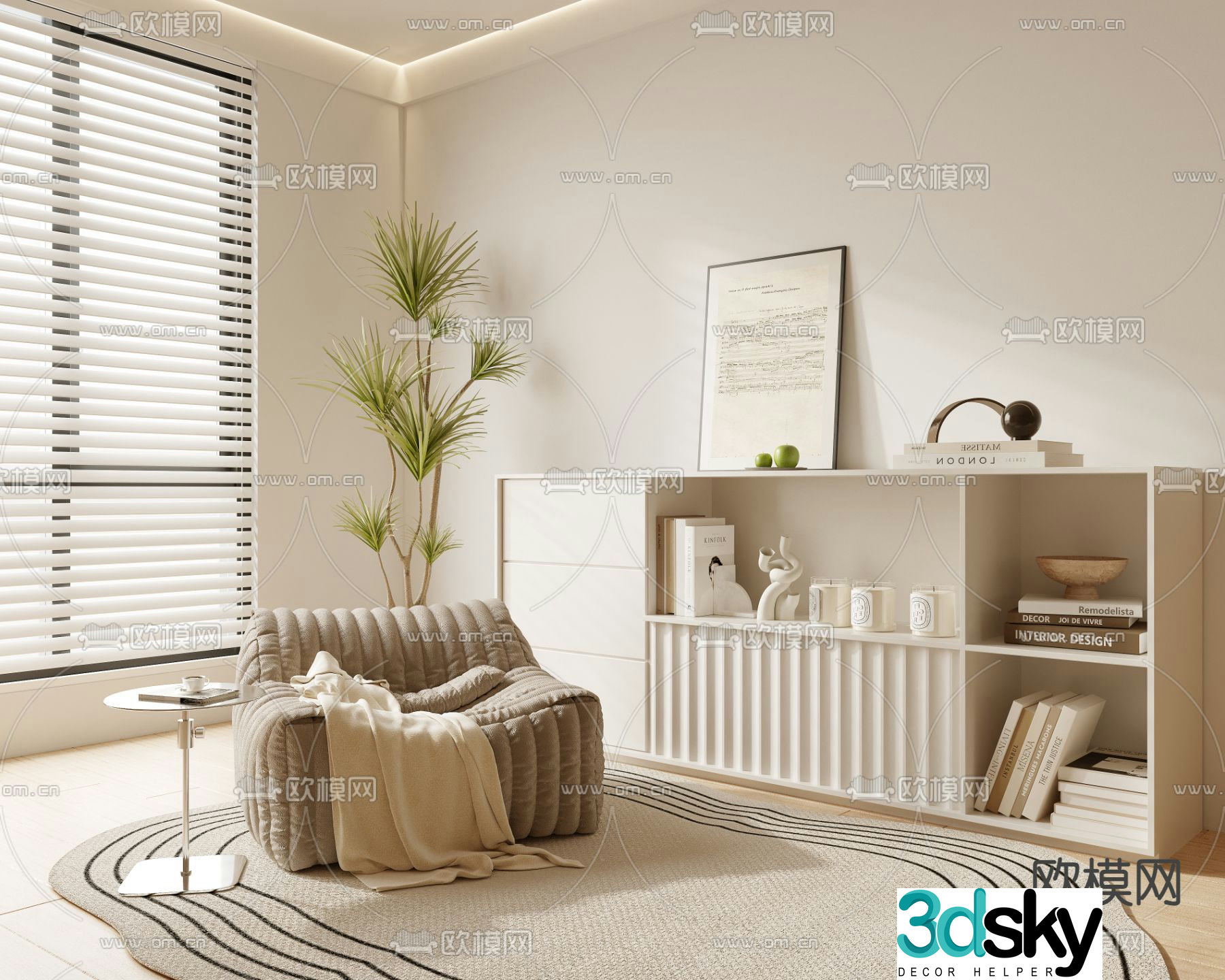 Cream style sofa leisure sofa 3d model