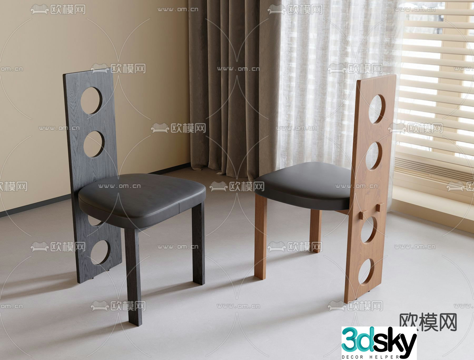 Medieval style chair dining chair 3d model