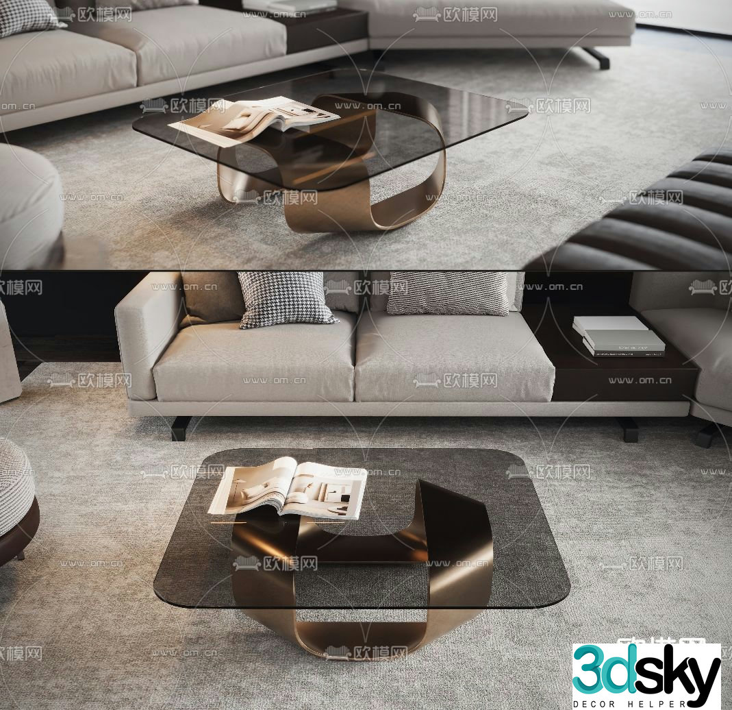 Glass coffee table 3d model