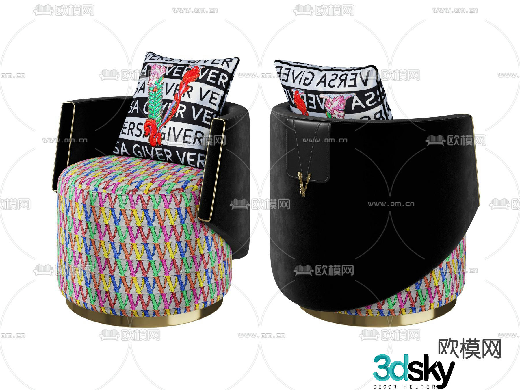 Versace single sofa 3d model