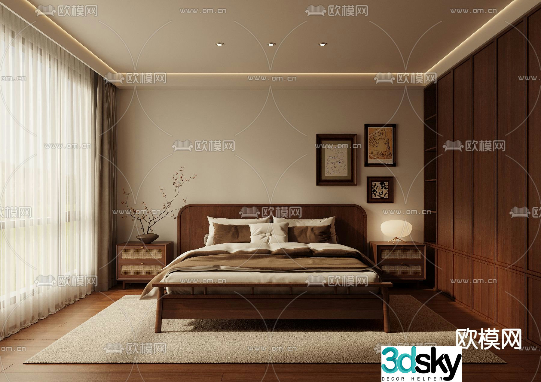 Middle style bedroom master room 3d model