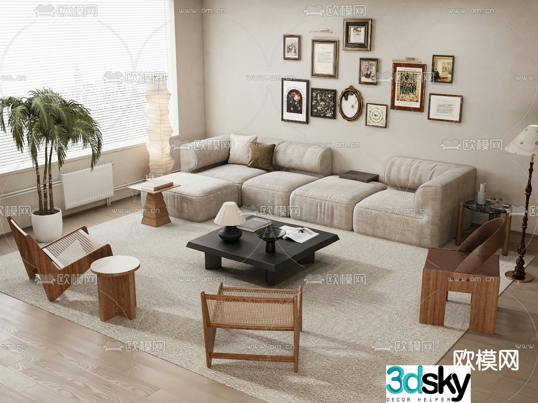 Wabi Sabi modular sofa corner sofa 3d model
