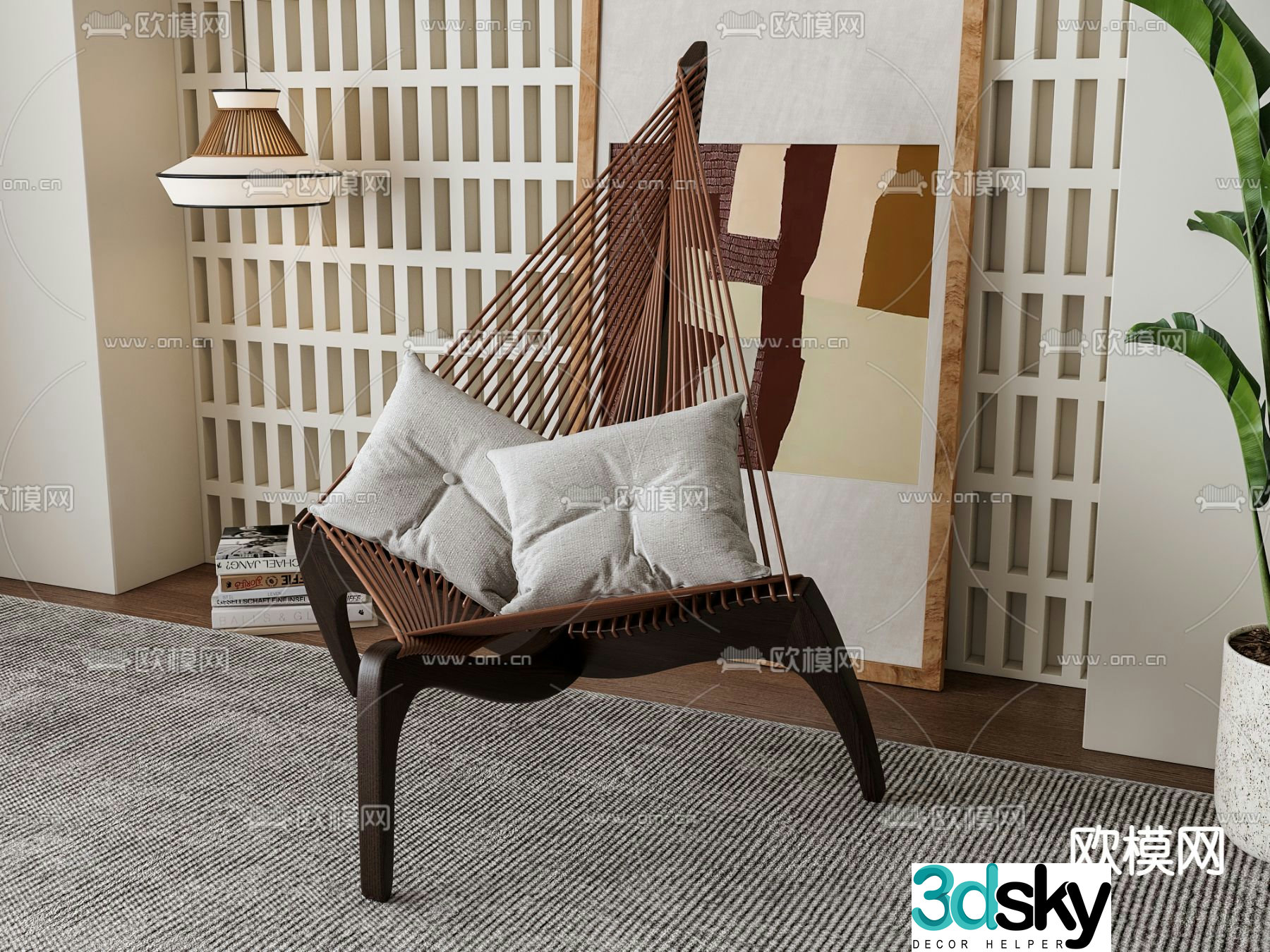 Medieval style chair leisure chair 3d model