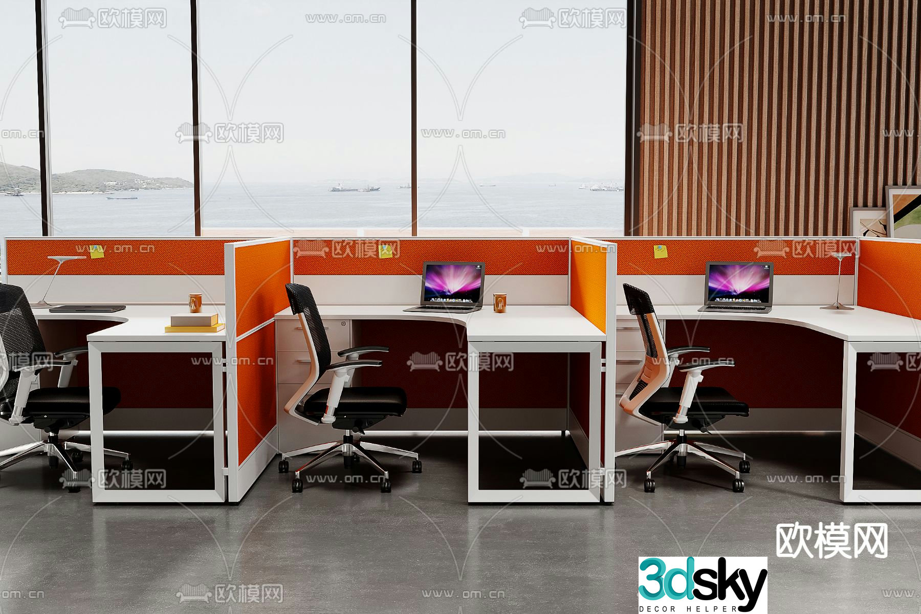 Card space desk work station post 3d model