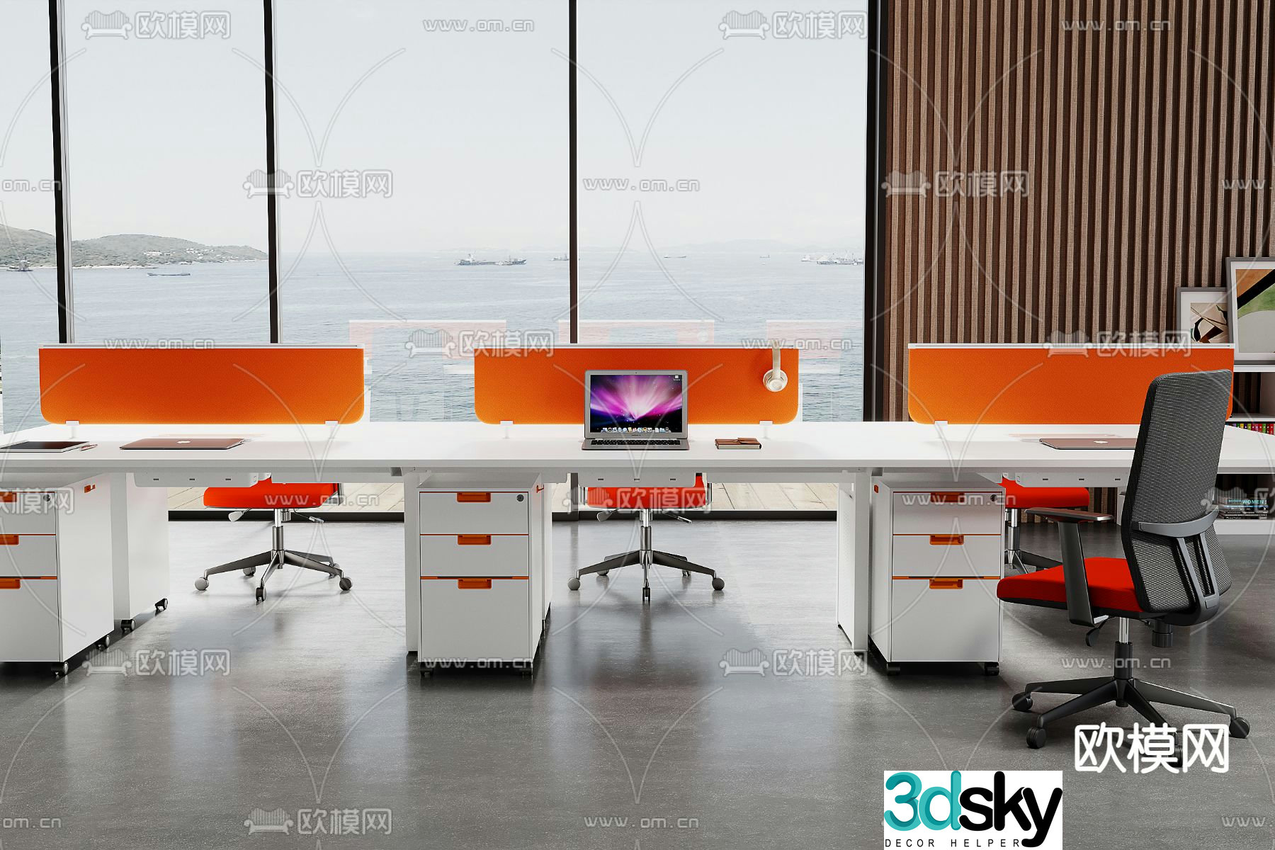 Card space desk work station post 3d model