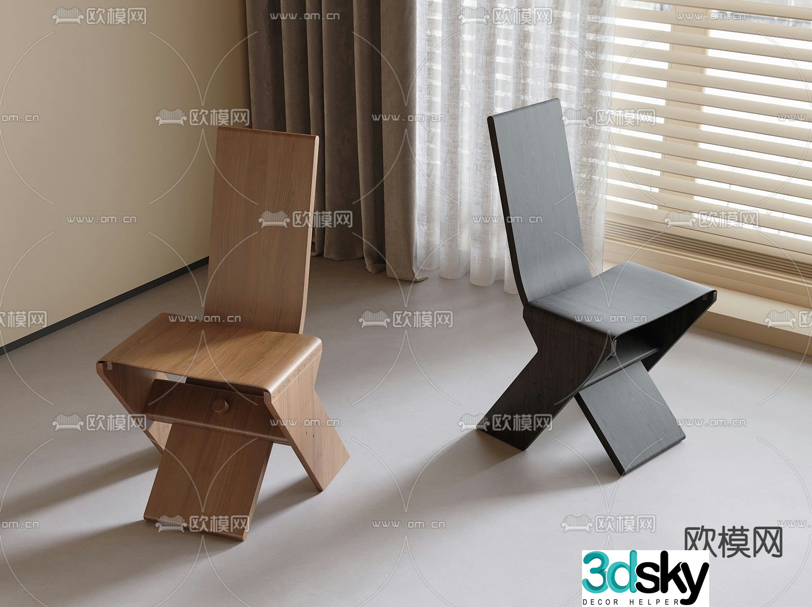Wabi-sabi chair dining chair 3d model