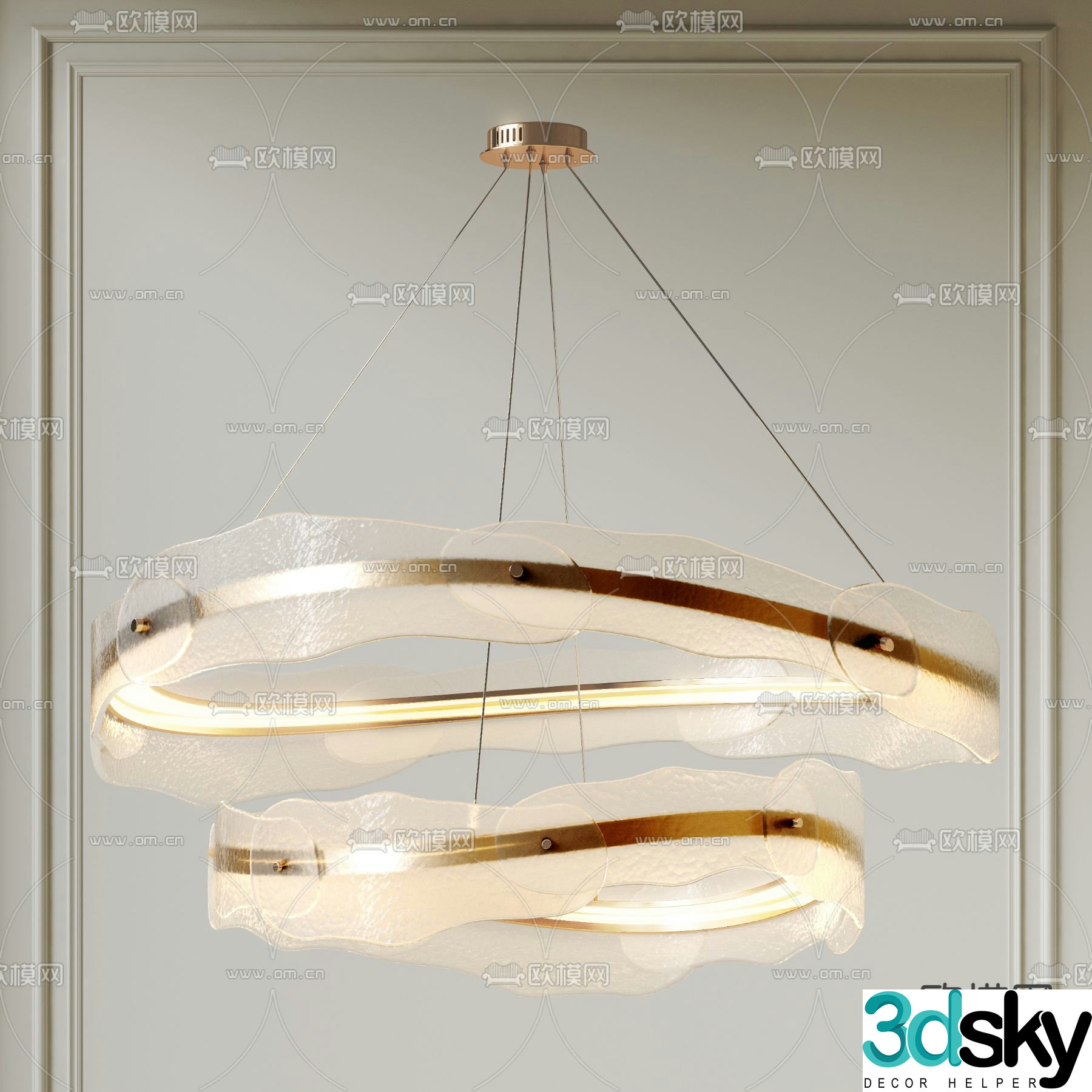 Light luxury chandelier ring chandelier 3d model