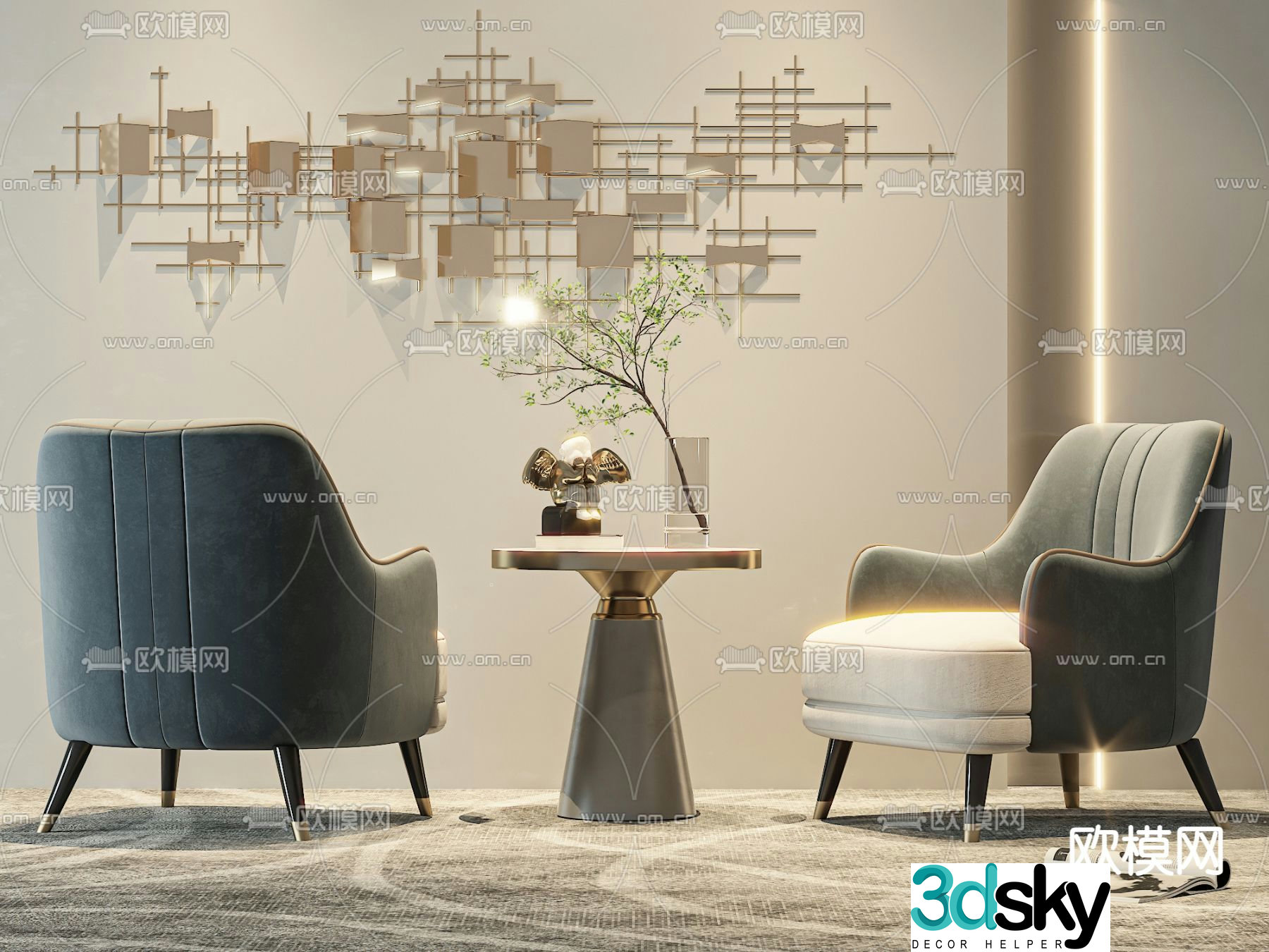 Light luxury chair leisure chair sofa chair 3d model