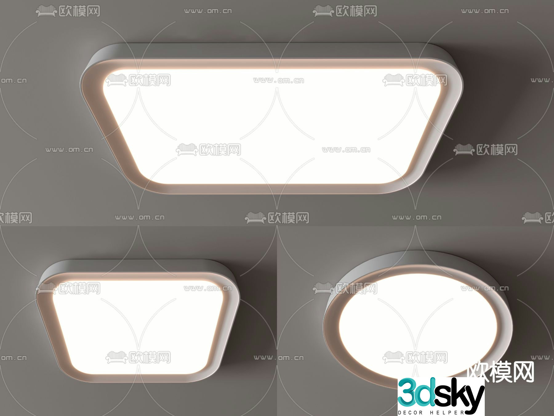round ceiling lamp square ceiling lamp bedroom lamp 3d model