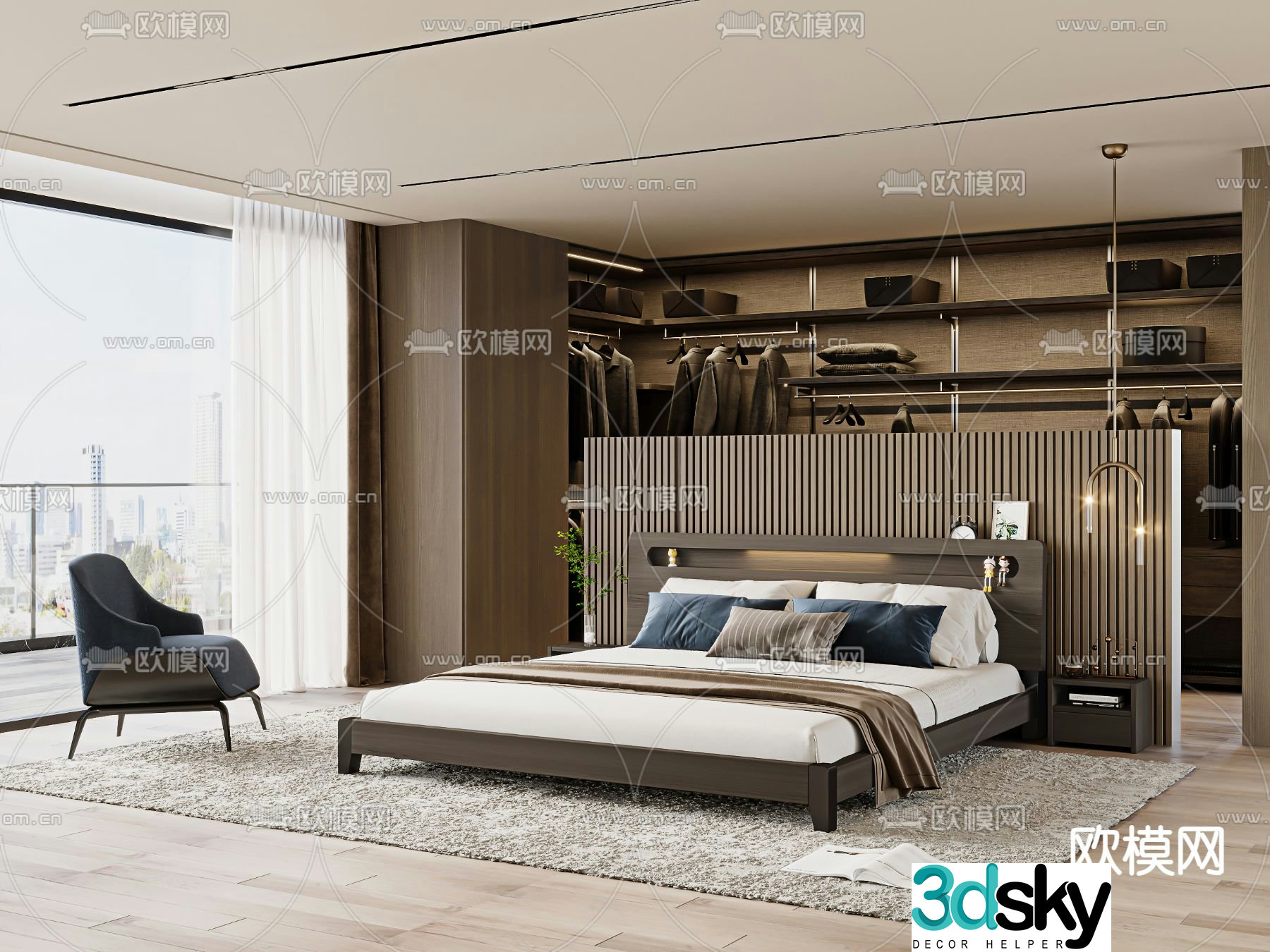 Modern double bed 3d model