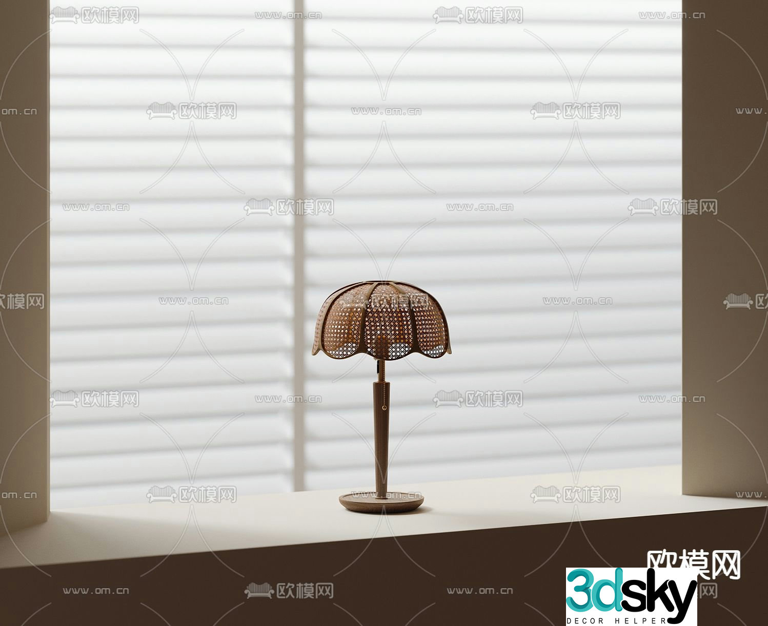 Wasabi desk lamp rattan desk lamp 3D model