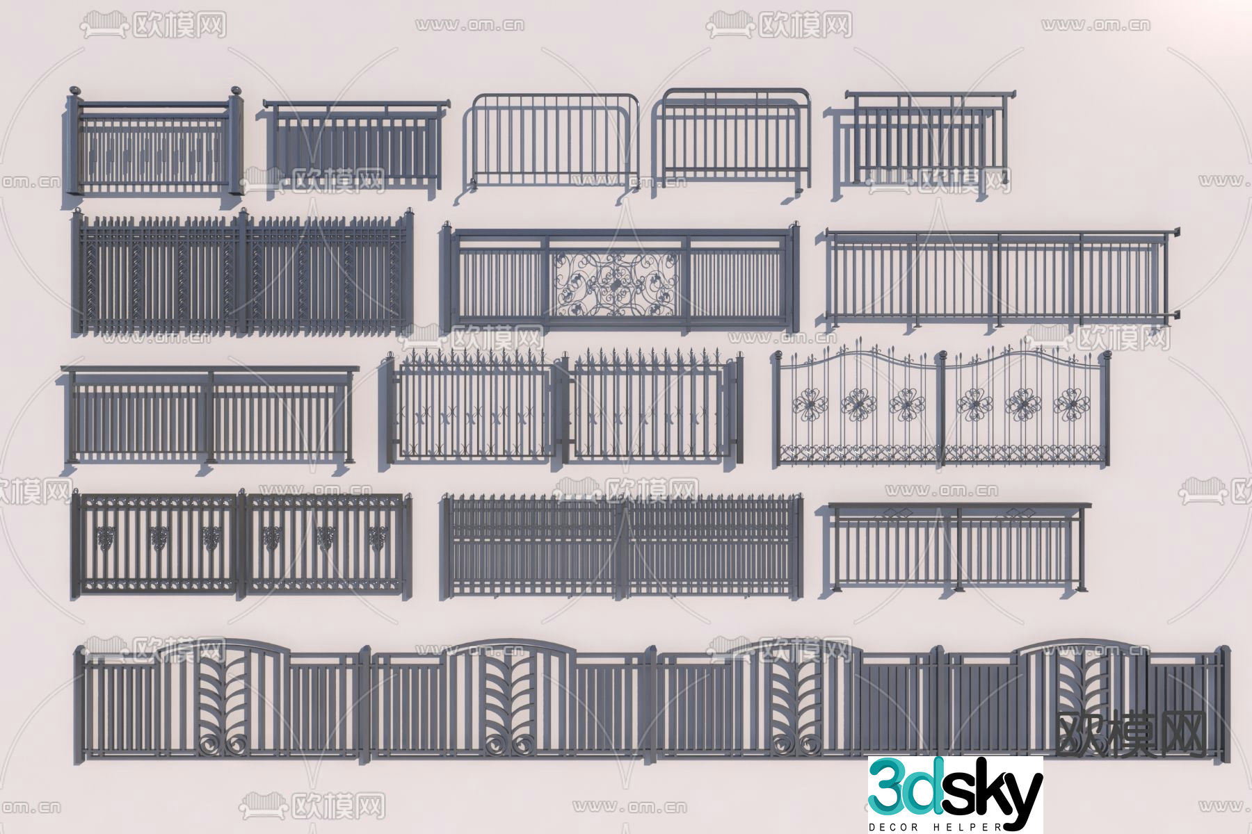 Iron fence Fence Guardrail Guardrail 3d model