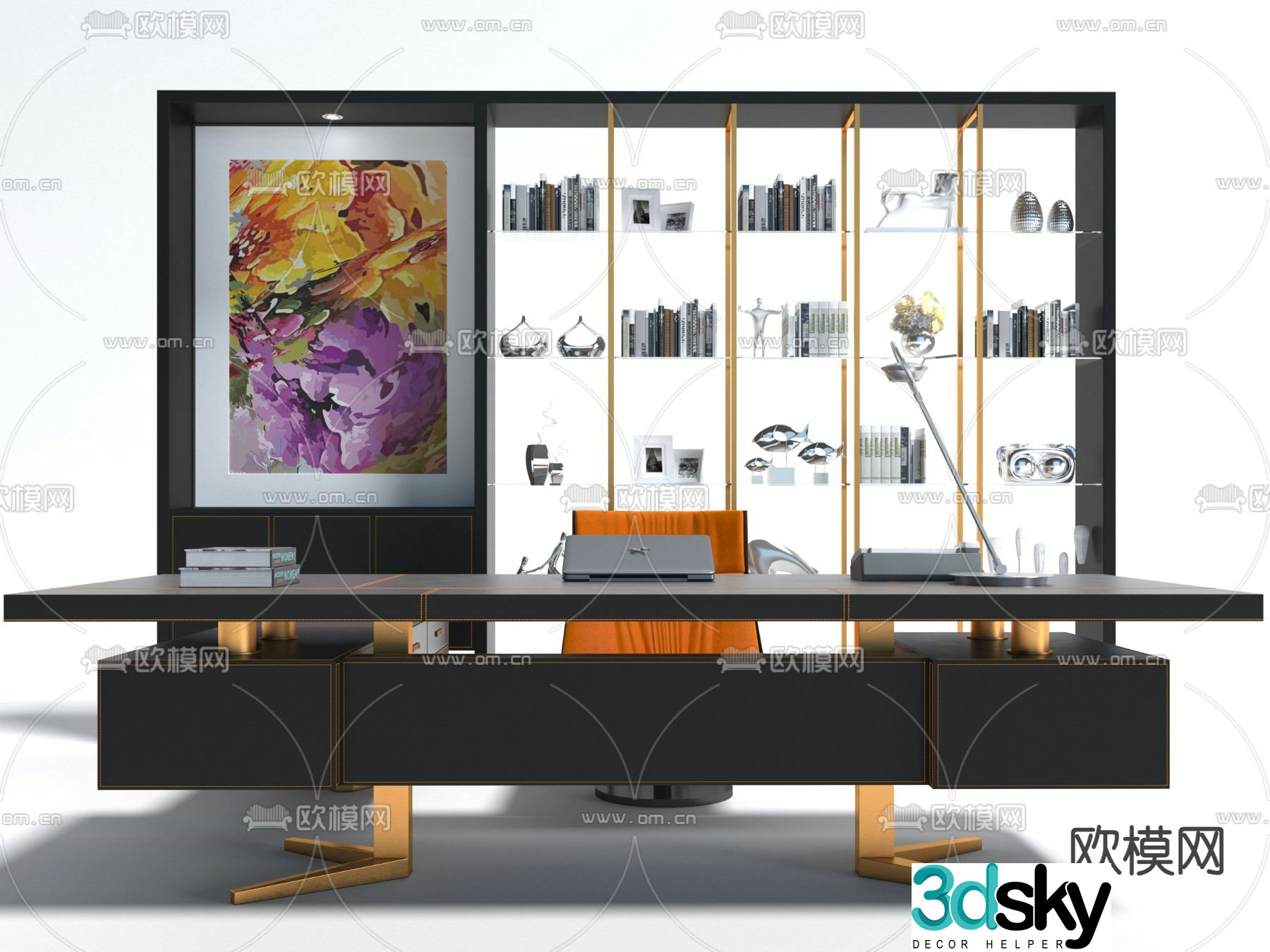 executive desk desk display cabinet executive desk 3d model