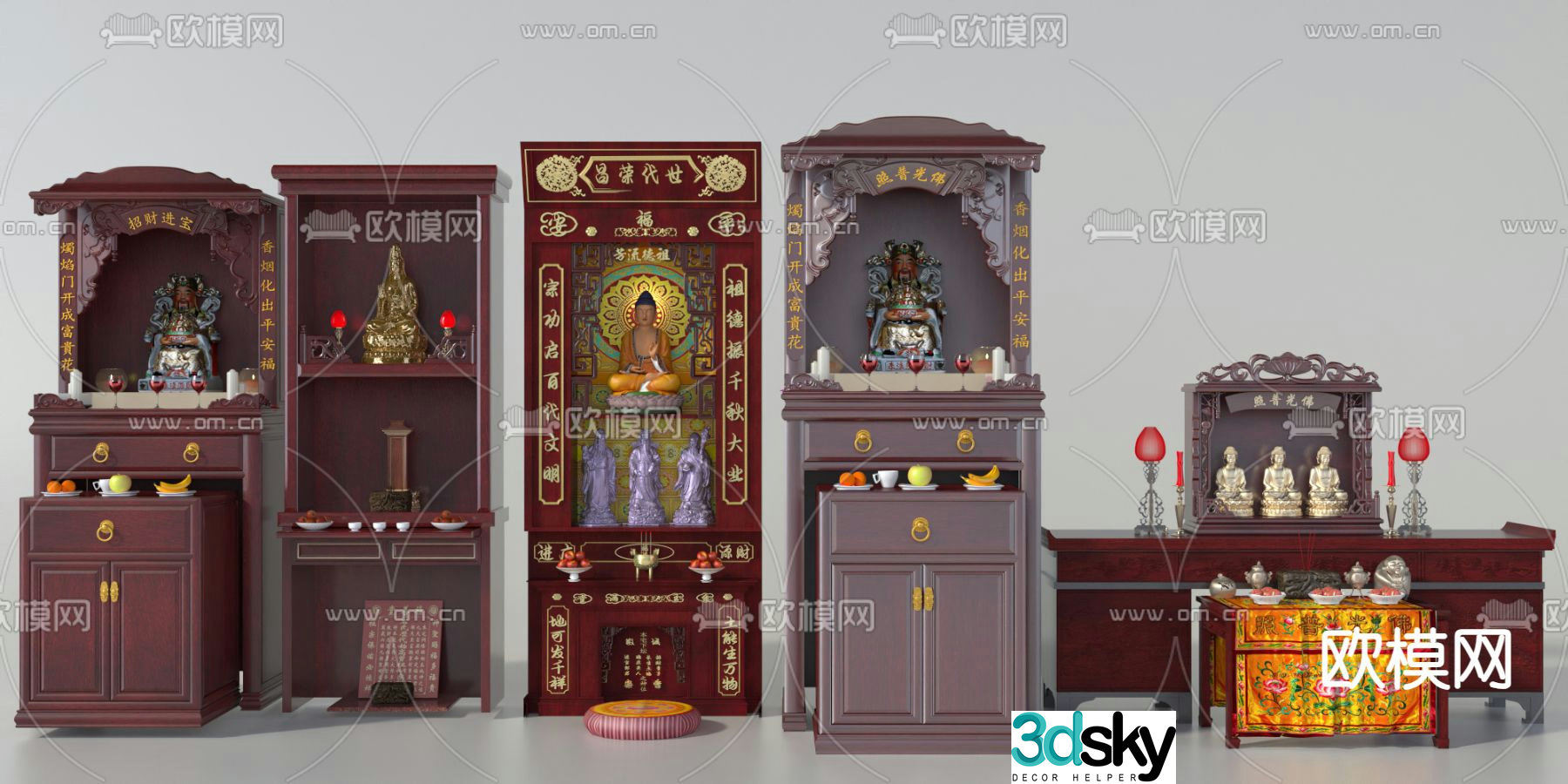 Buddhist niche cabinet ancestral hall cabinet shrine 3D model