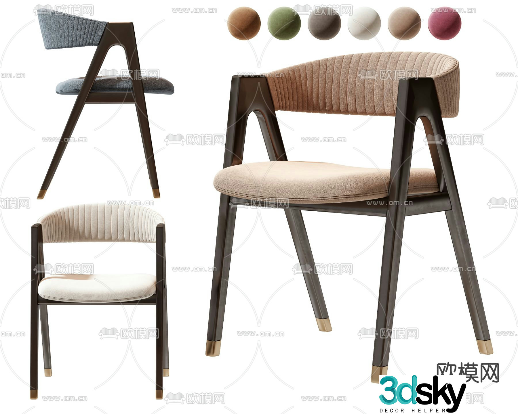 Modern chair single chair dining chair 3d model