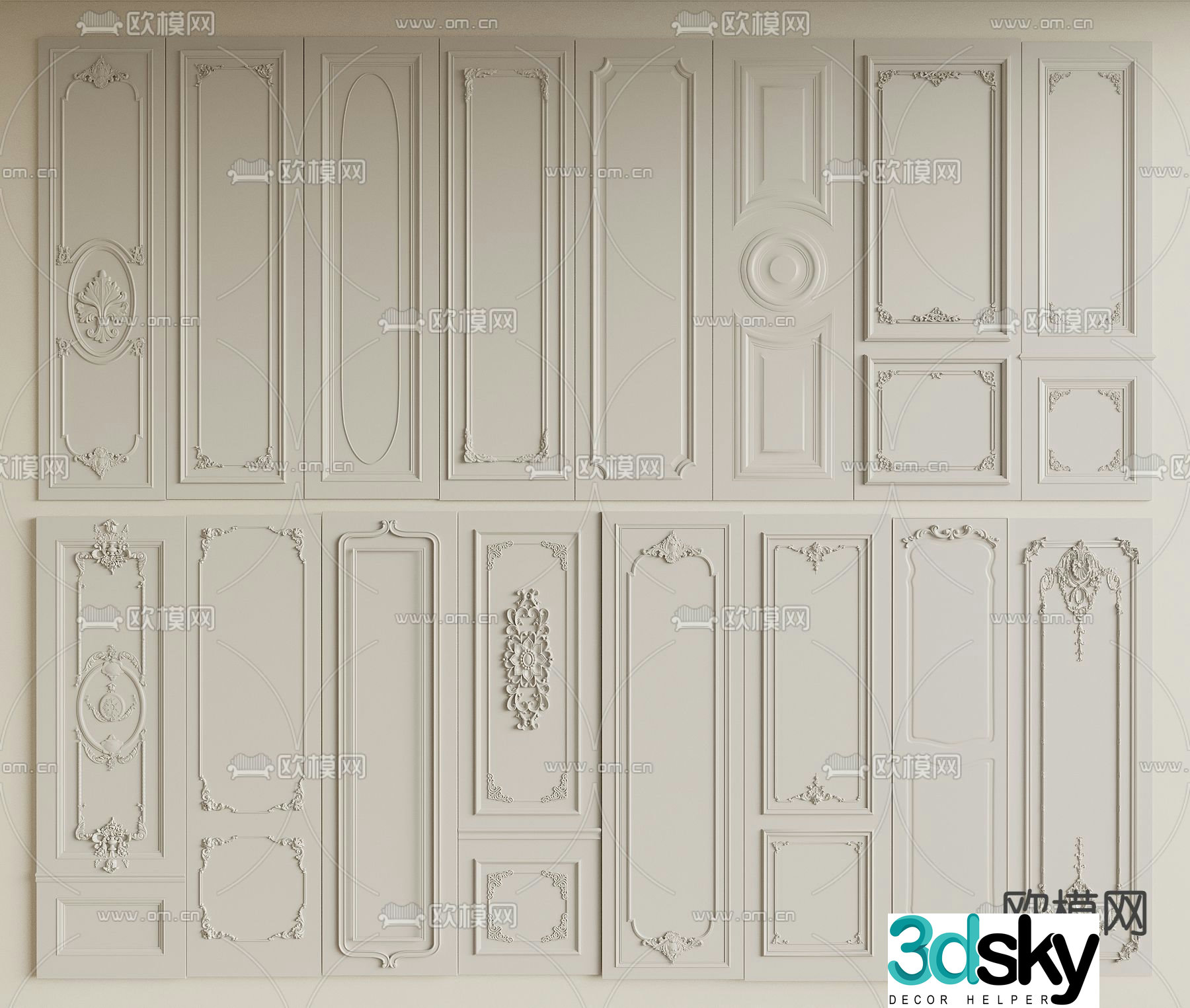 French wall panel background wall skirt 3d model