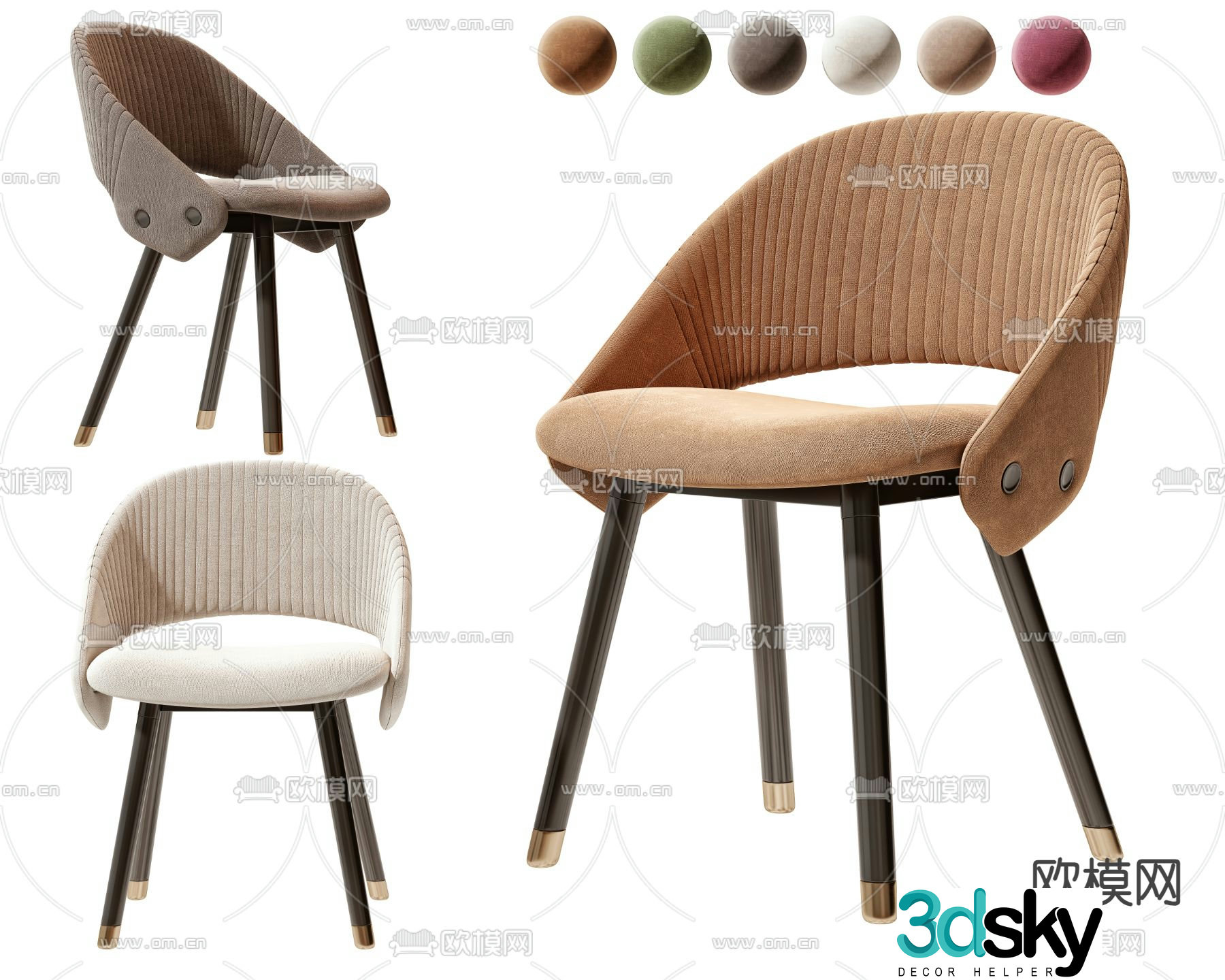 Modern chair single chair dining chair 3d model