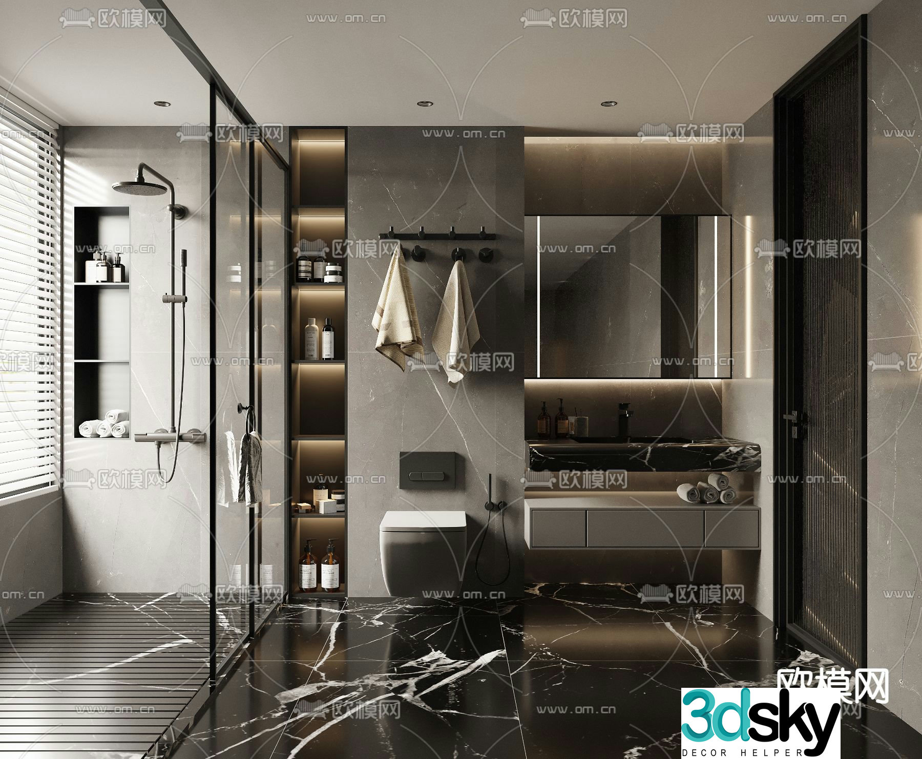 Dark Wind Bathroom Bathroom Toilet 3D Model
