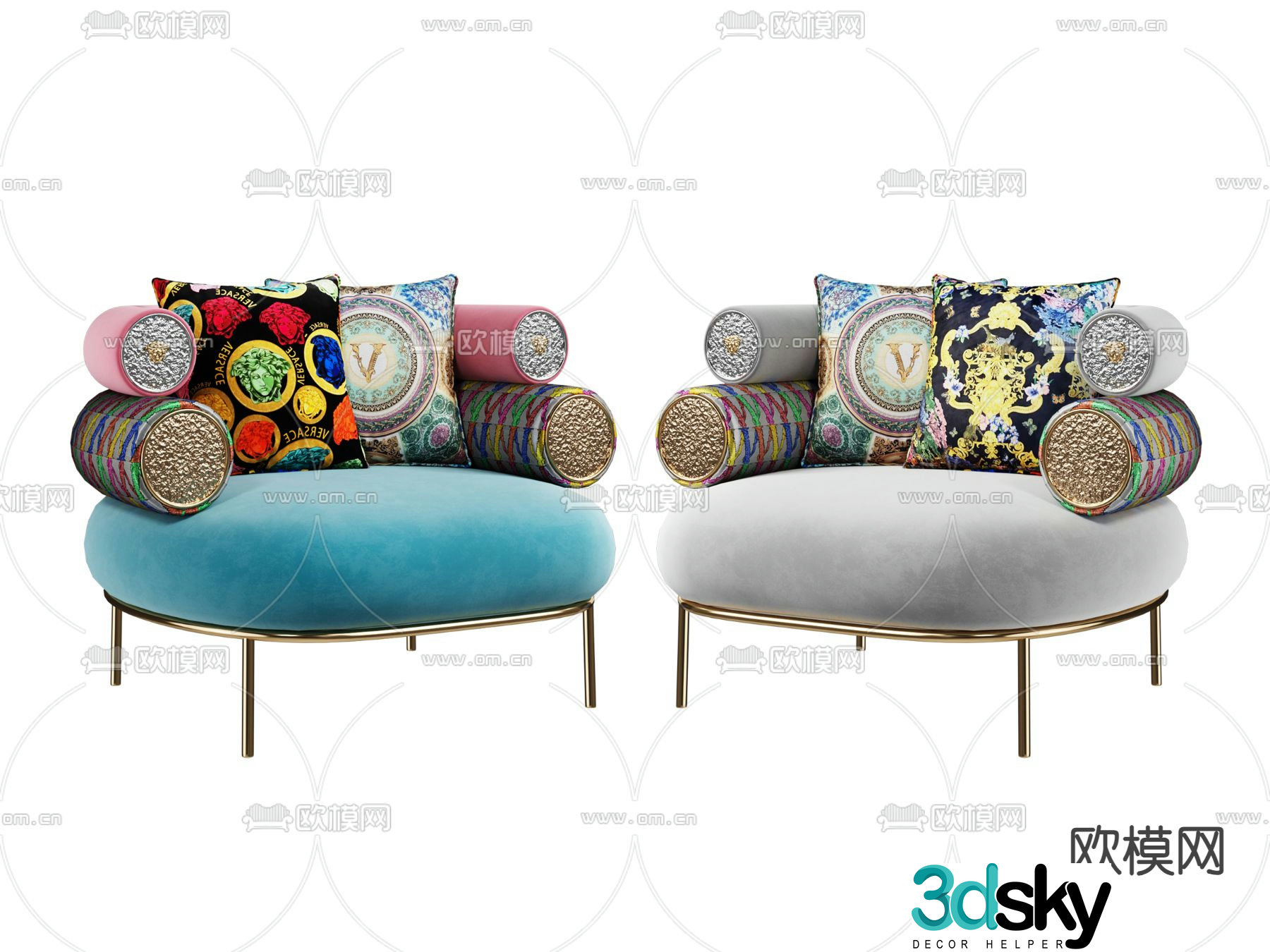 Versace sofa chair leisure chair 3d model