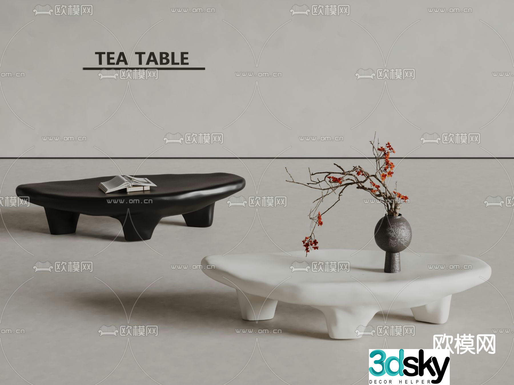 Modern coffee table stone coffee table 3d model