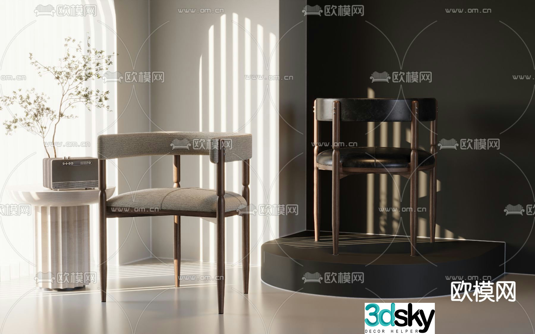 Wabi-sabi chair dining chair 3d model