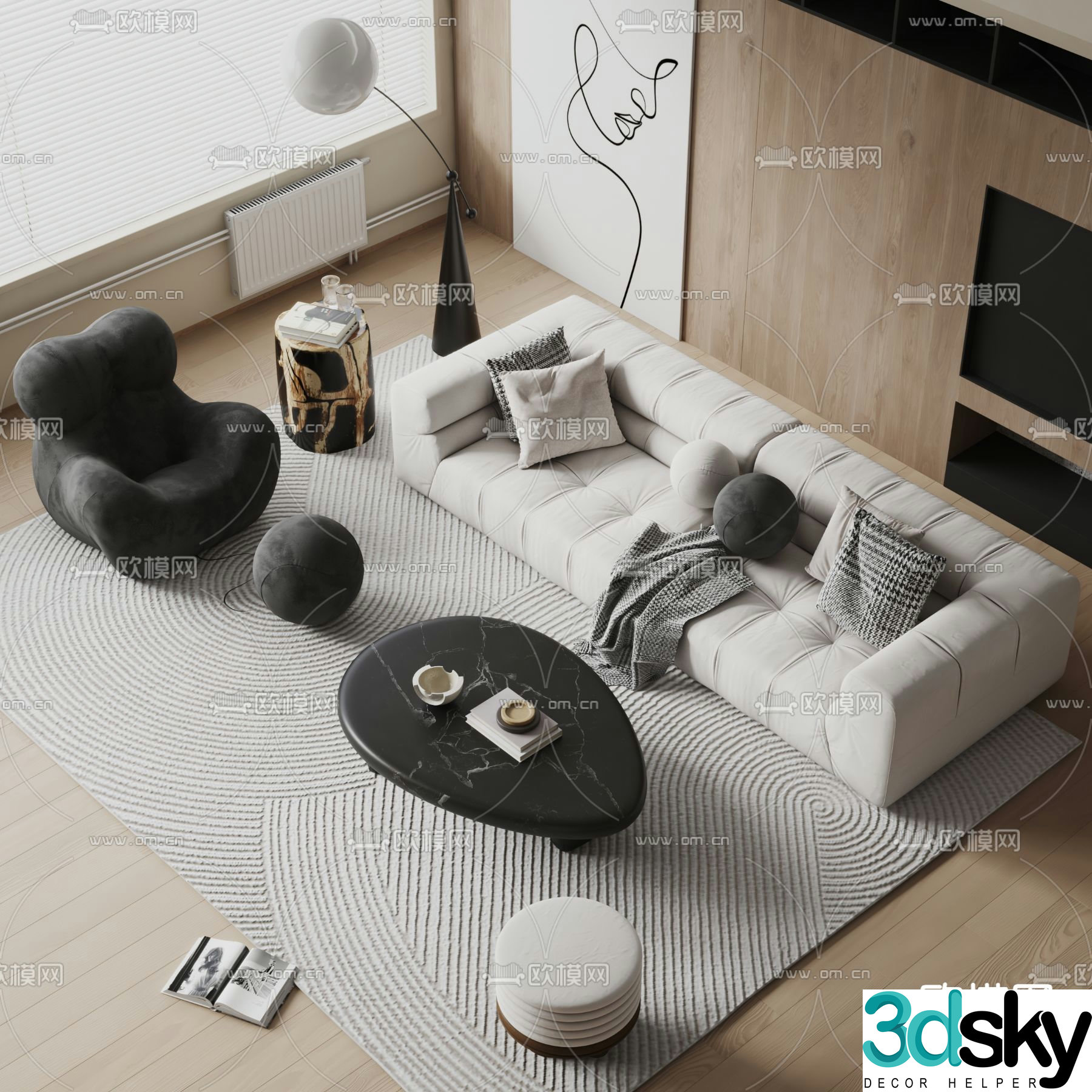 Modern sectional sofa 3d model