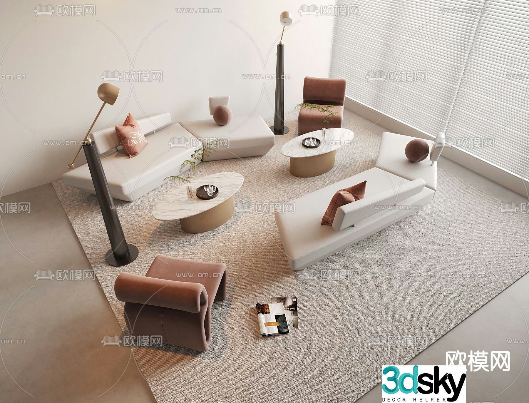 Office sofa modular sofa 3d model