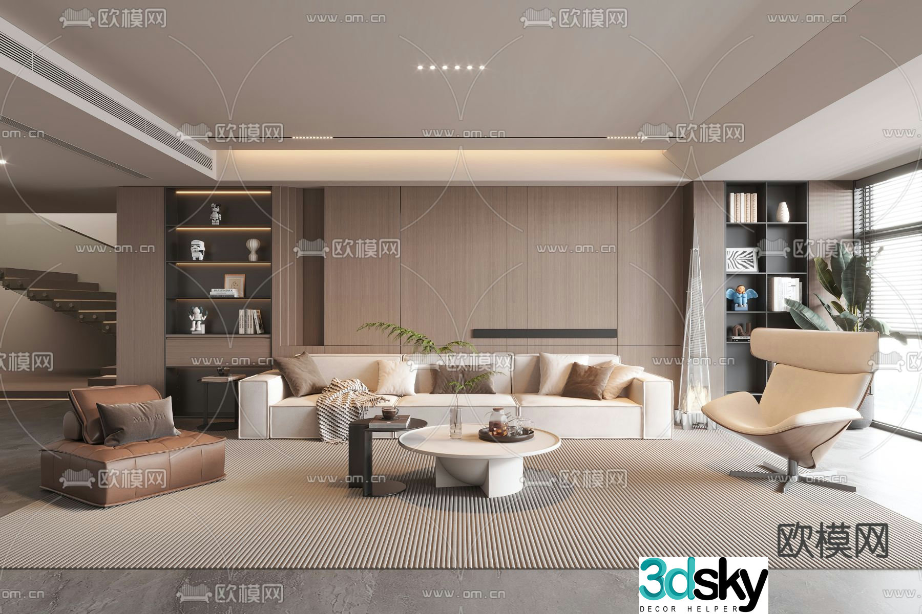 Modern living room Duplex living room 3d model