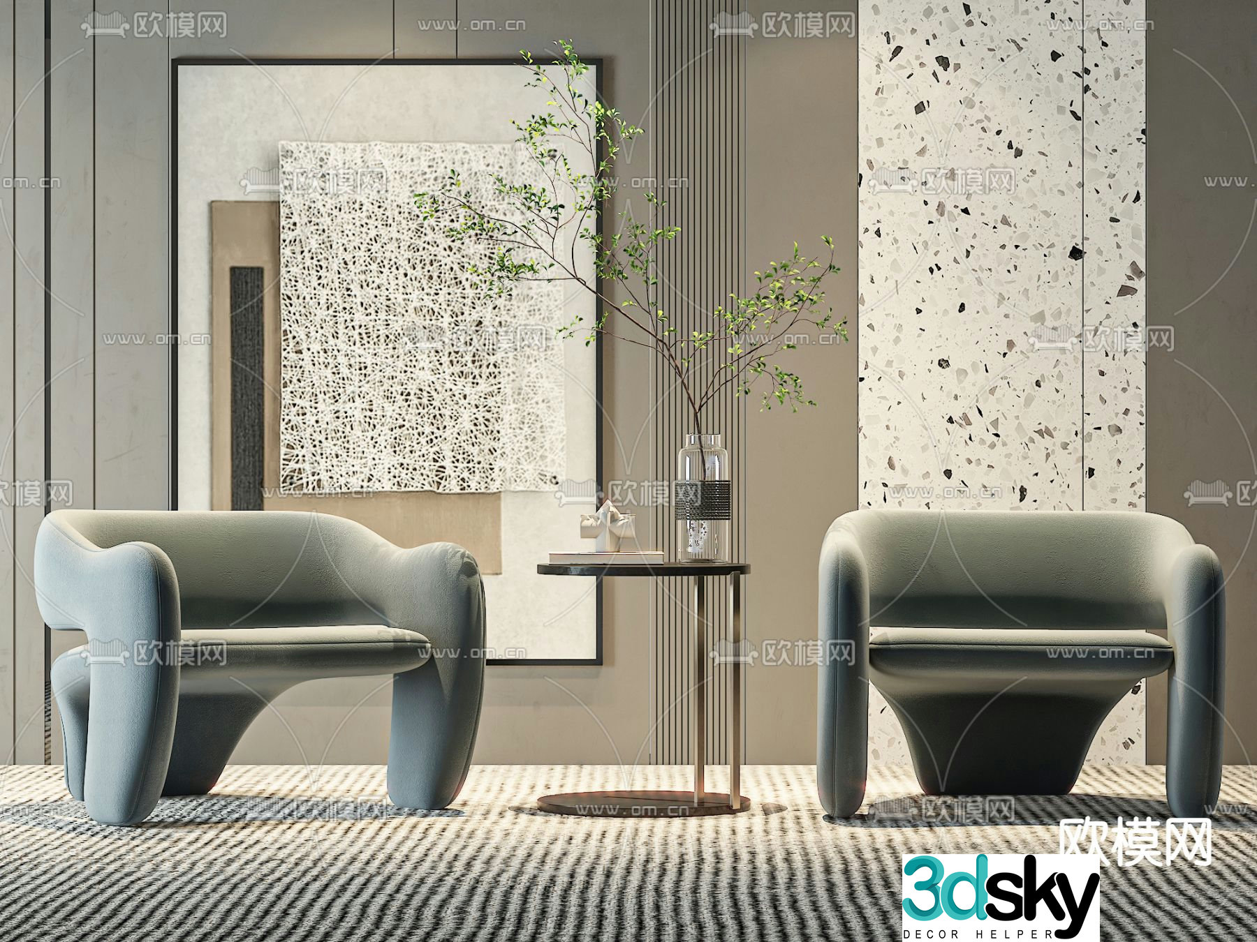 Light luxury chair leisure chair sofa chair 3d model