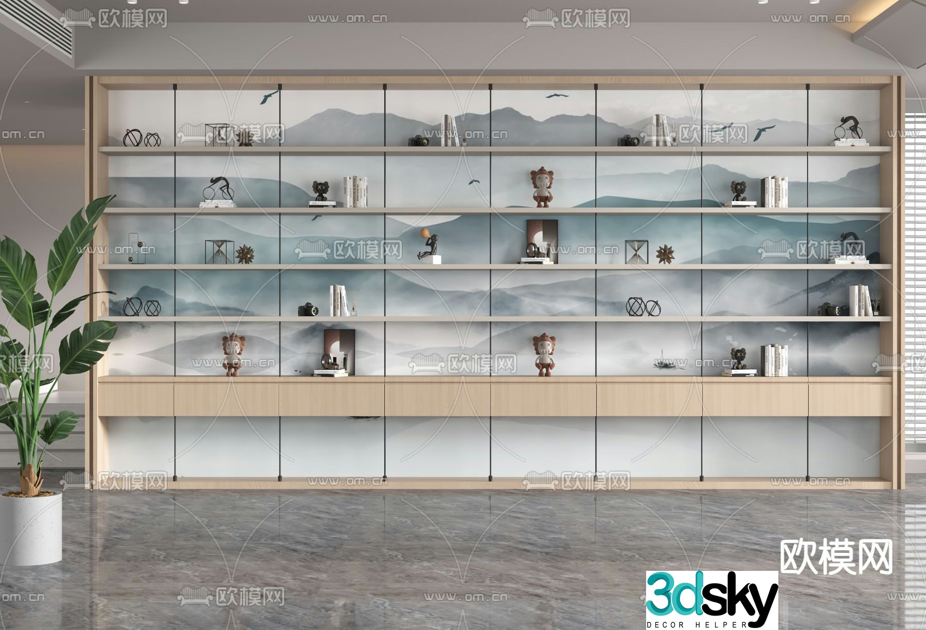 New Chinese style decorative cabinet shelf 3d model