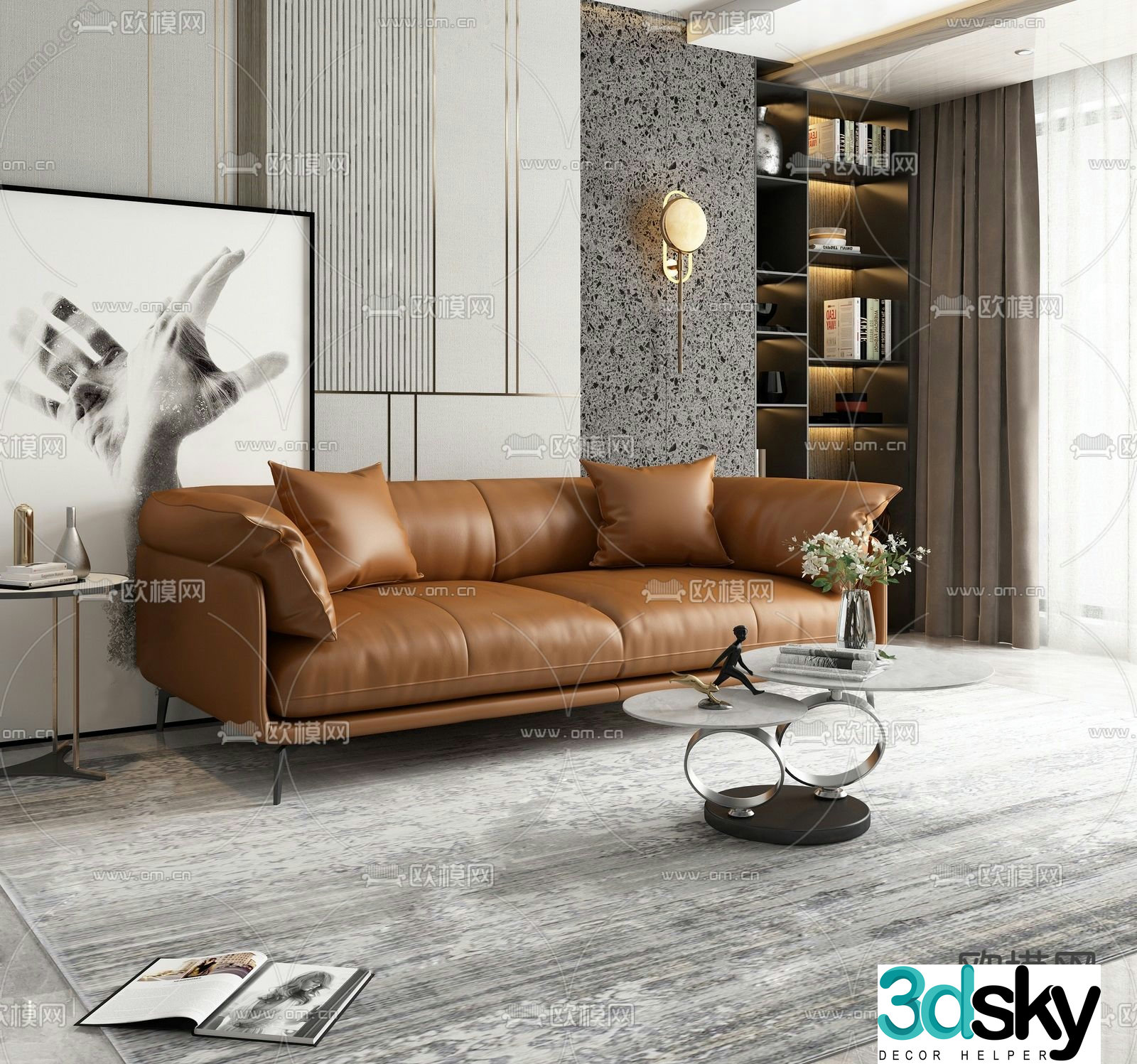 leather sofa loveseat 3d model