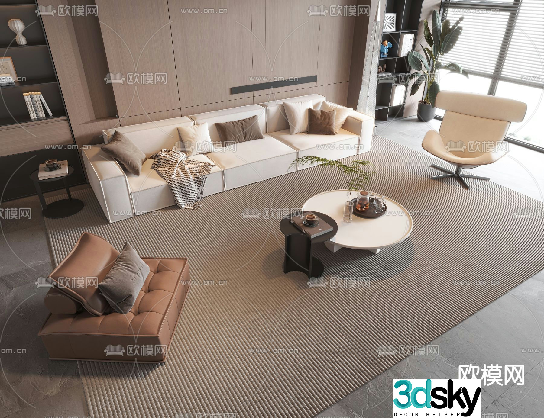 Modular sofa upholstered sofa 3d model