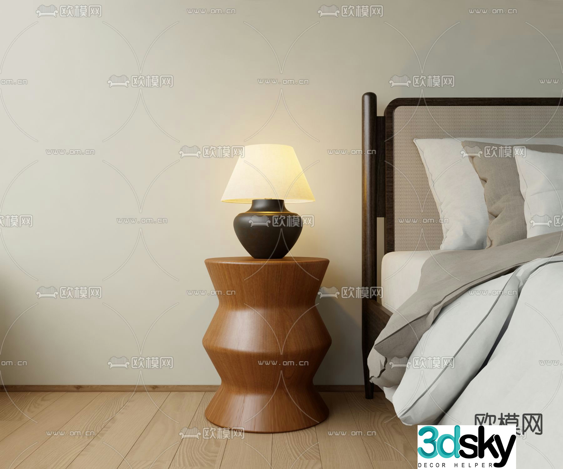 Round bedside table side table corner table round table 3D model