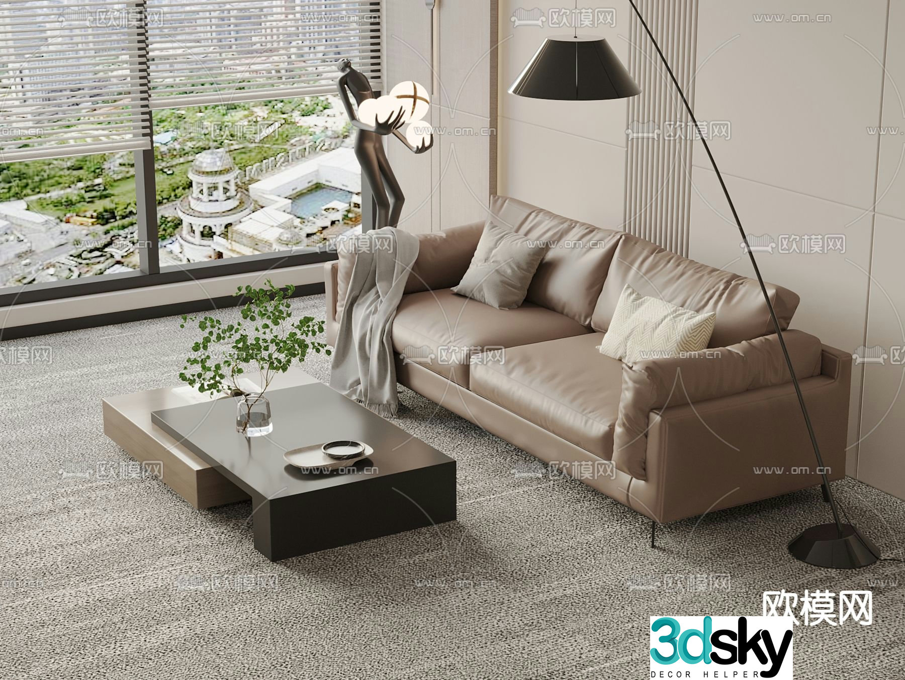 leather sofa loveseat 3d model