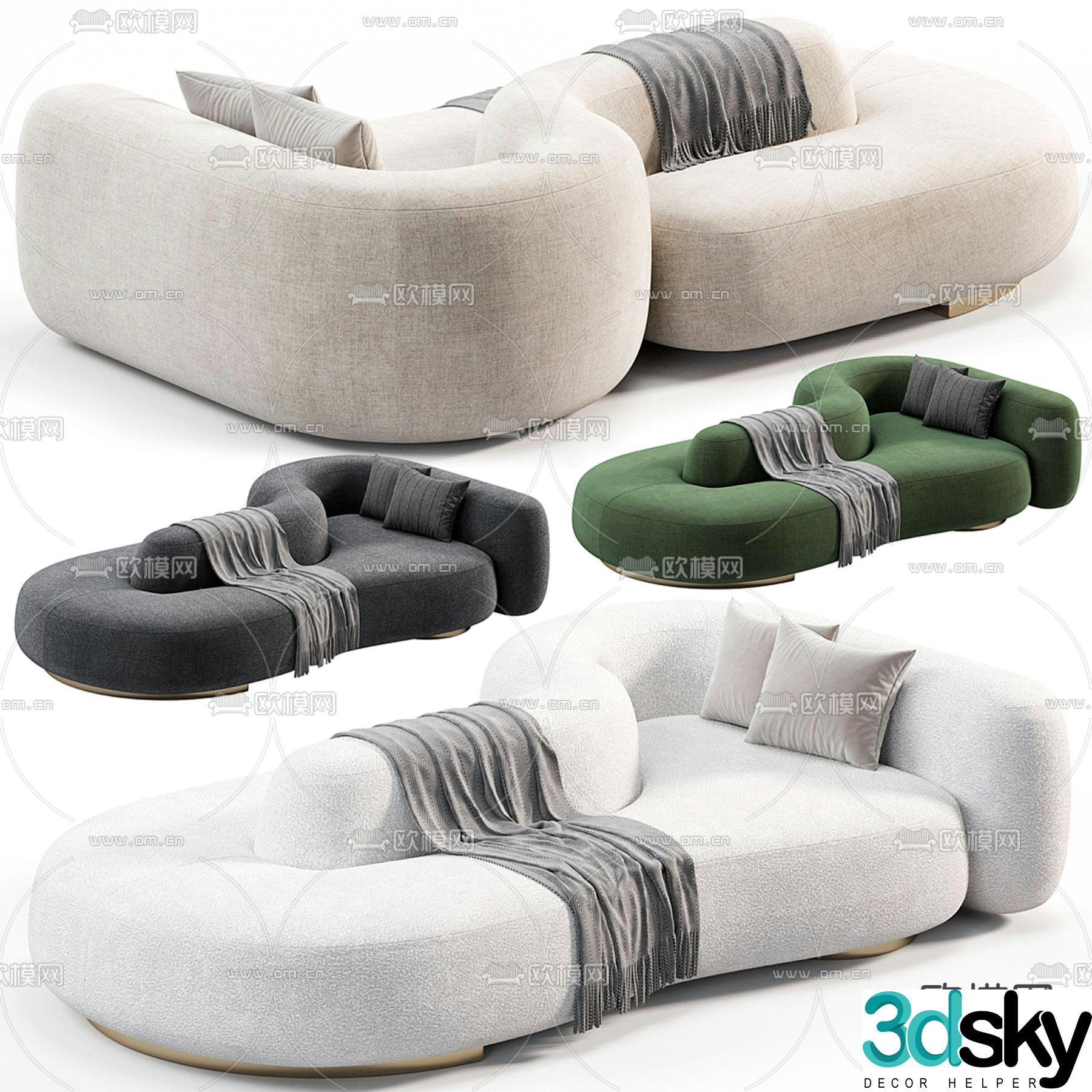 Special-shaped sofa multi-person sofa 3D model