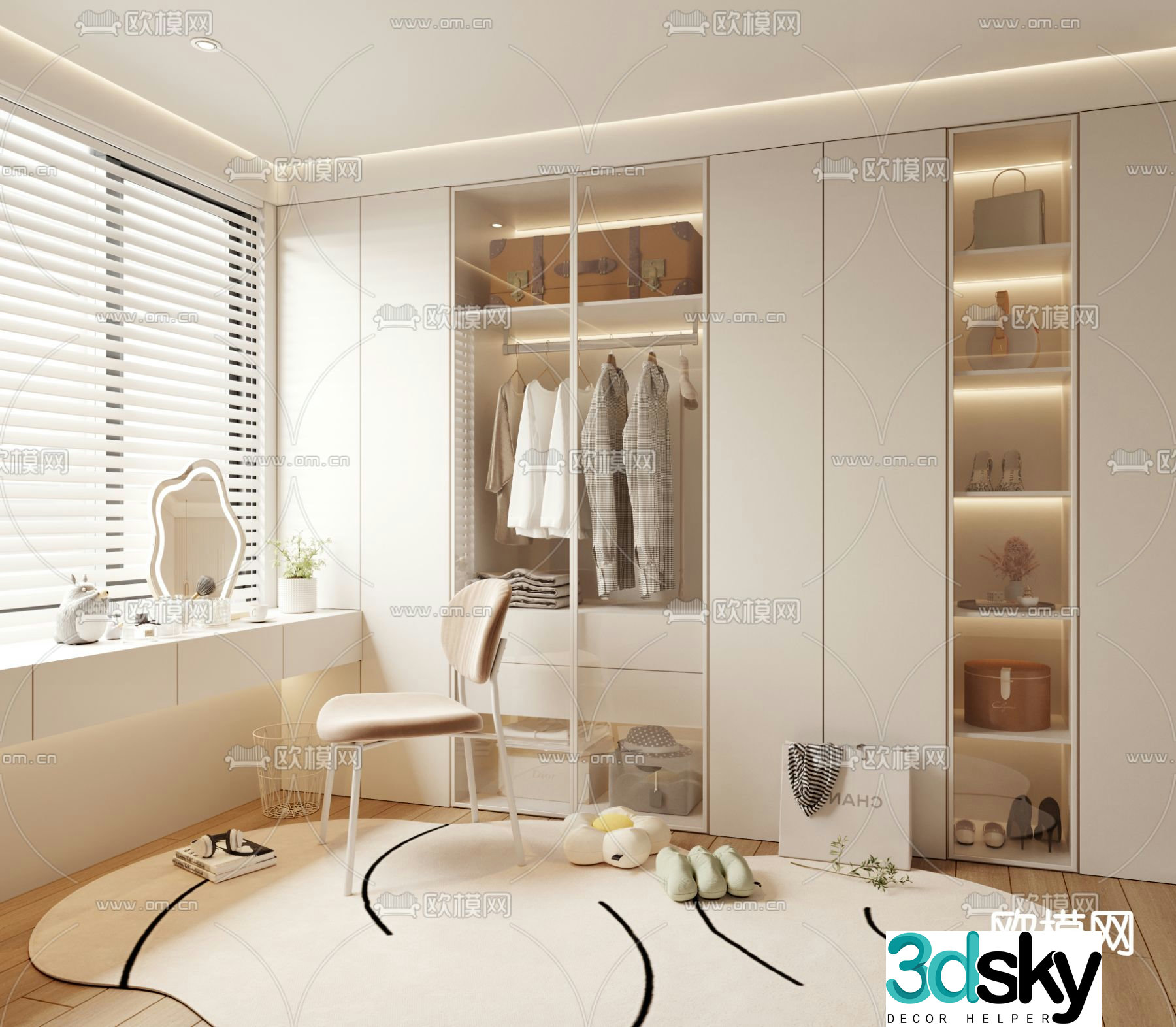 Cream trench coat room 3d model