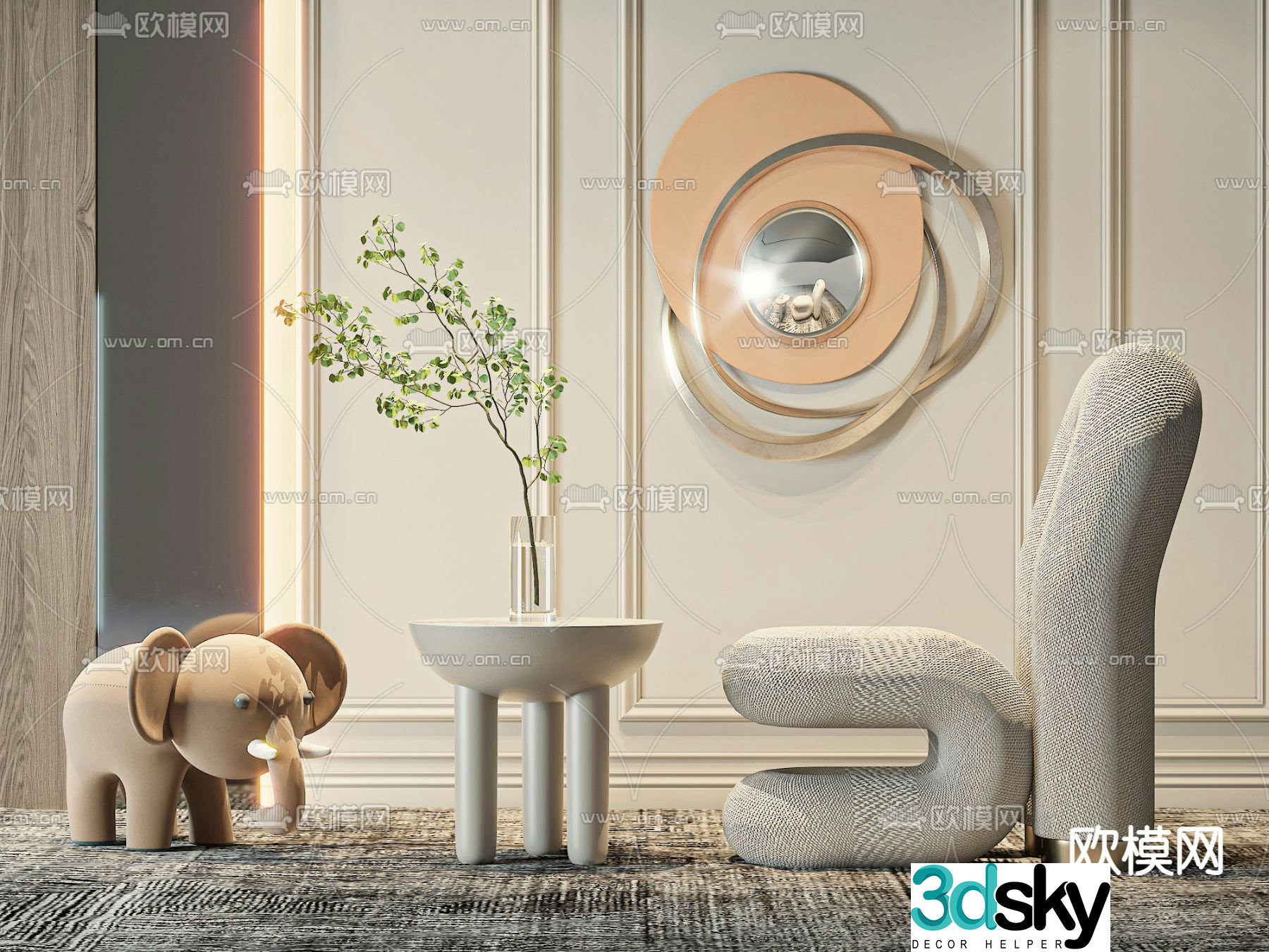 Light luxury chair leisure chair sofa chair 3d model