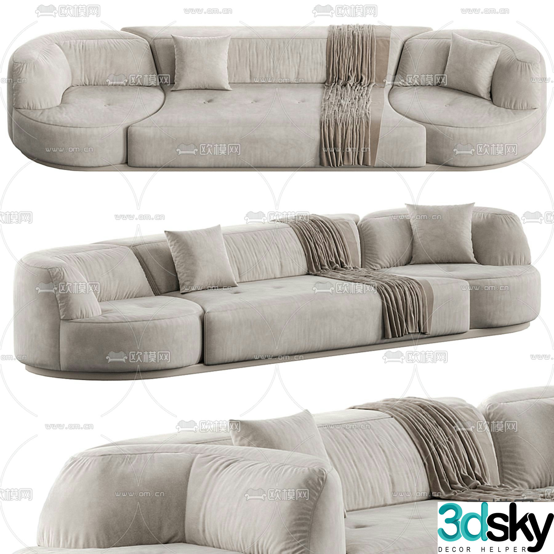 Bordone multi-seat sofa 3d model
