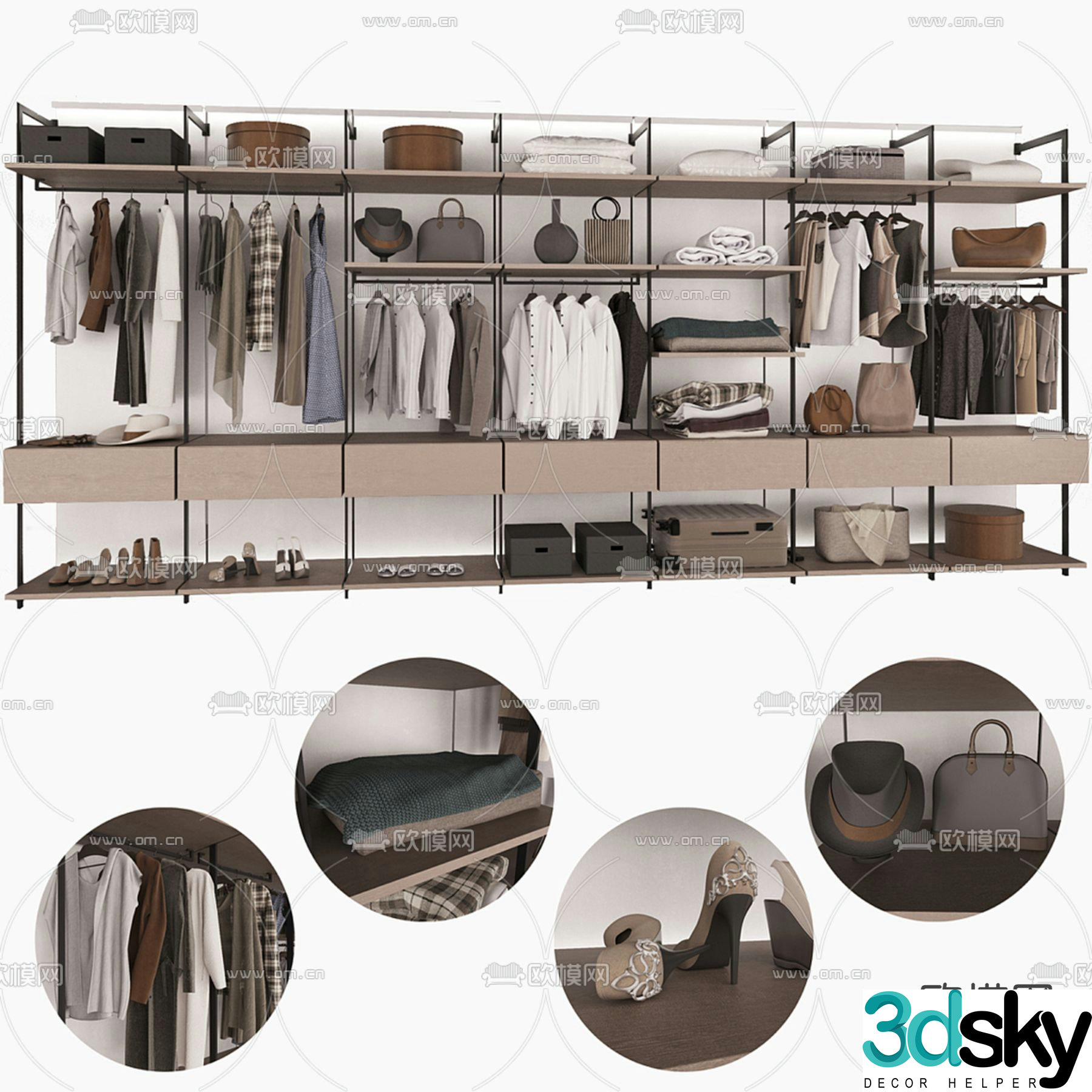 doorless wardrobe wardrobe open wardrobe 3d model