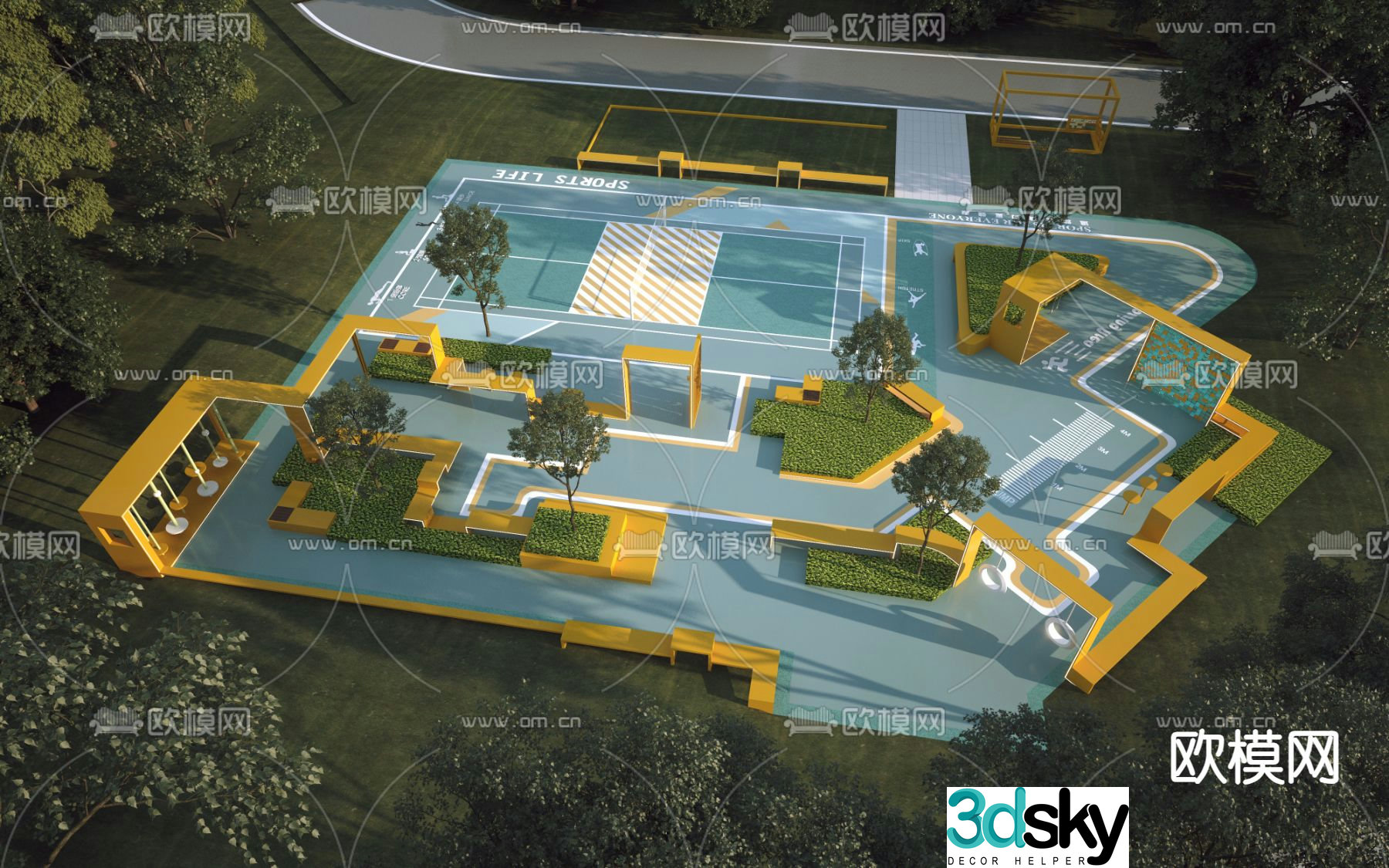 Commercial interactive landscape park landscape 3d model