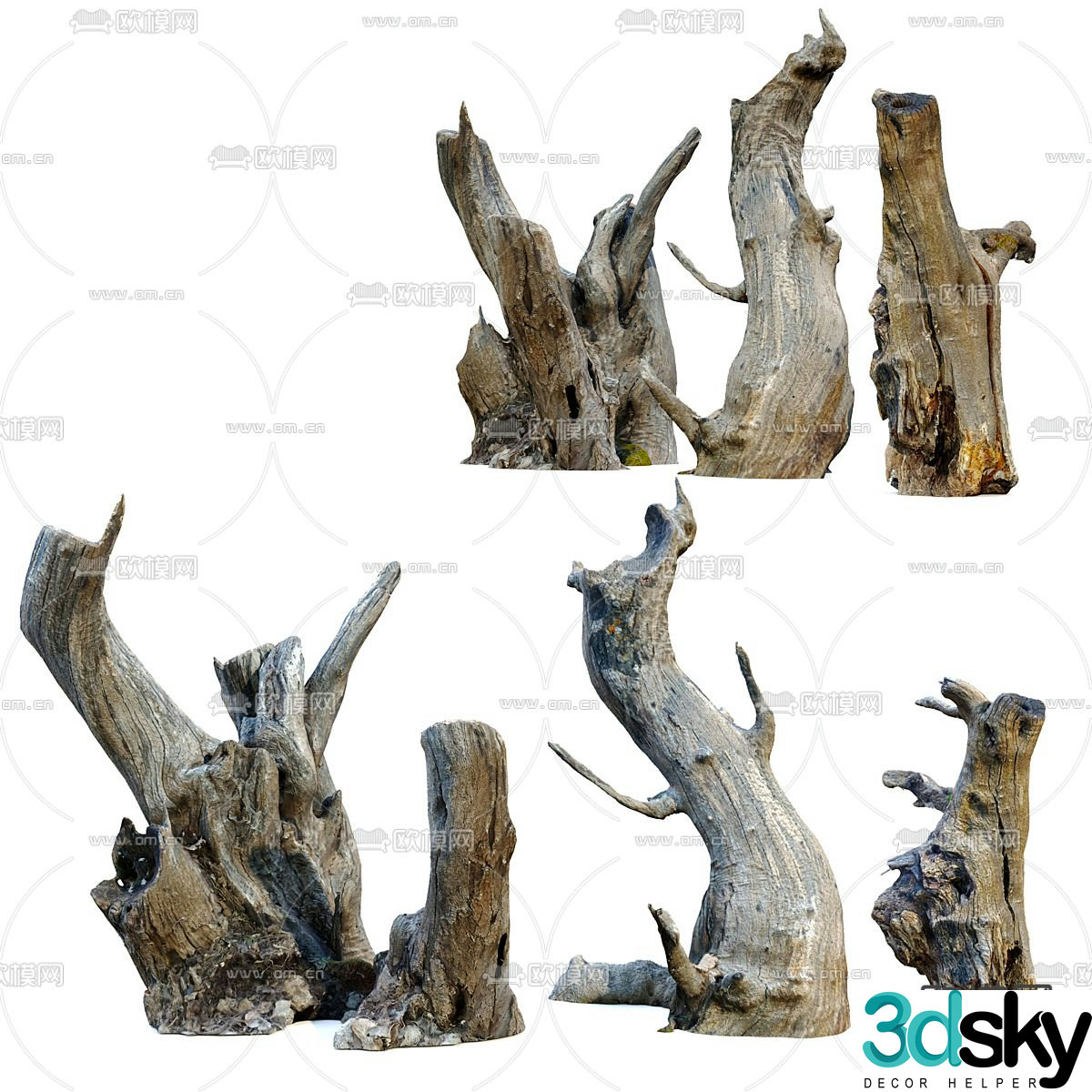 modern tree stump tree roots root carving 3d model