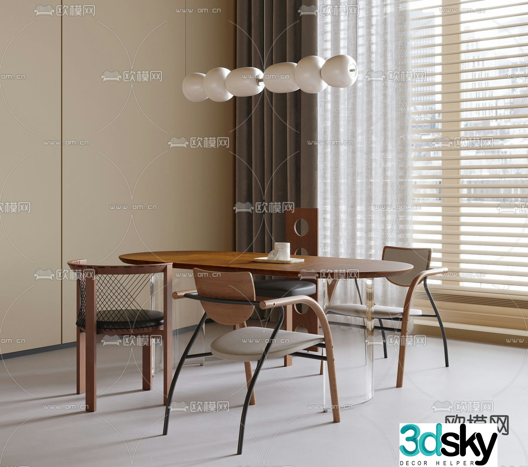 Medieval style dining table and chairs 3d model